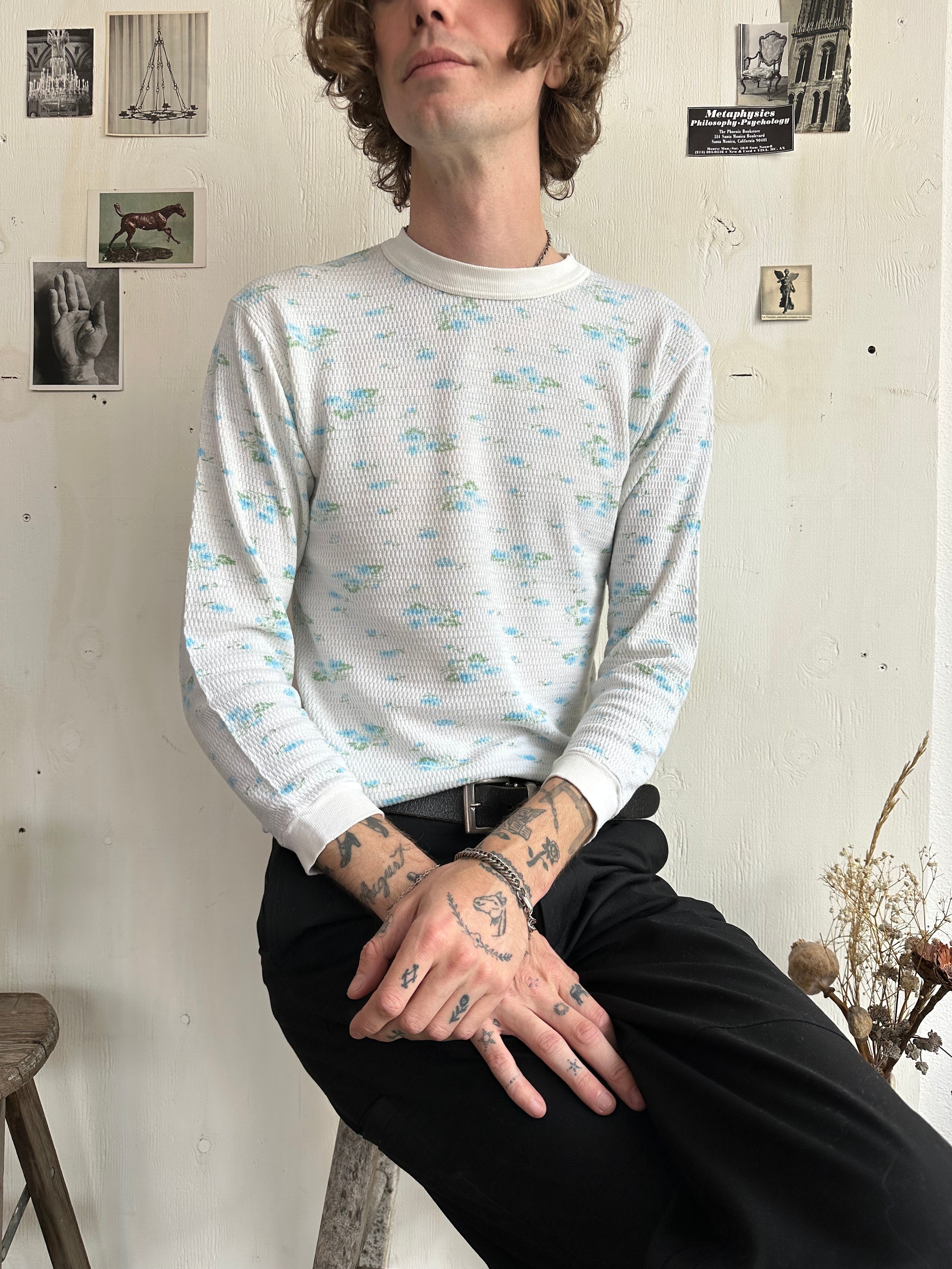 1970s Blue Floral Thermal (M)