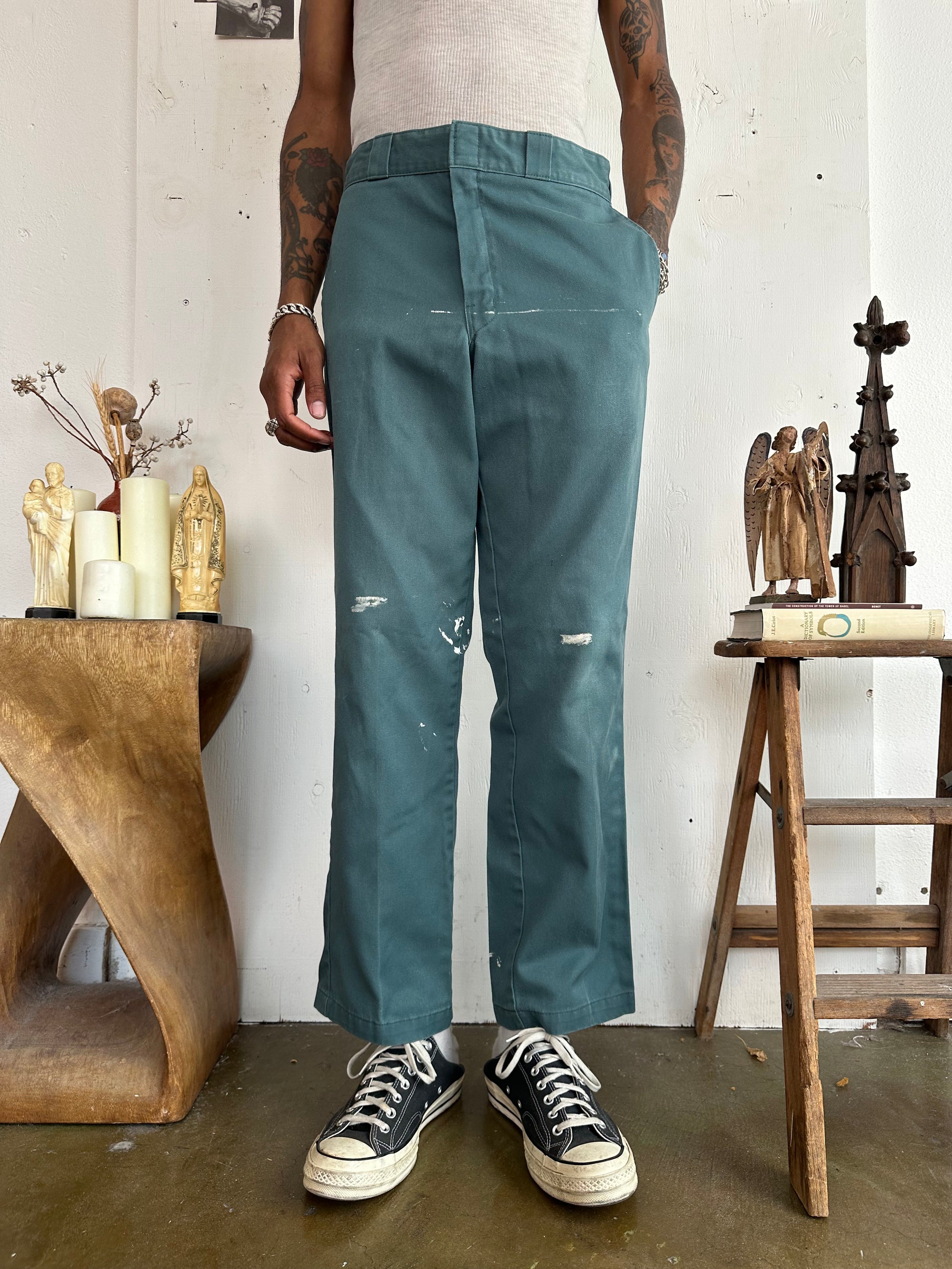 1990s Paint Stained Light Blue Dickies 874