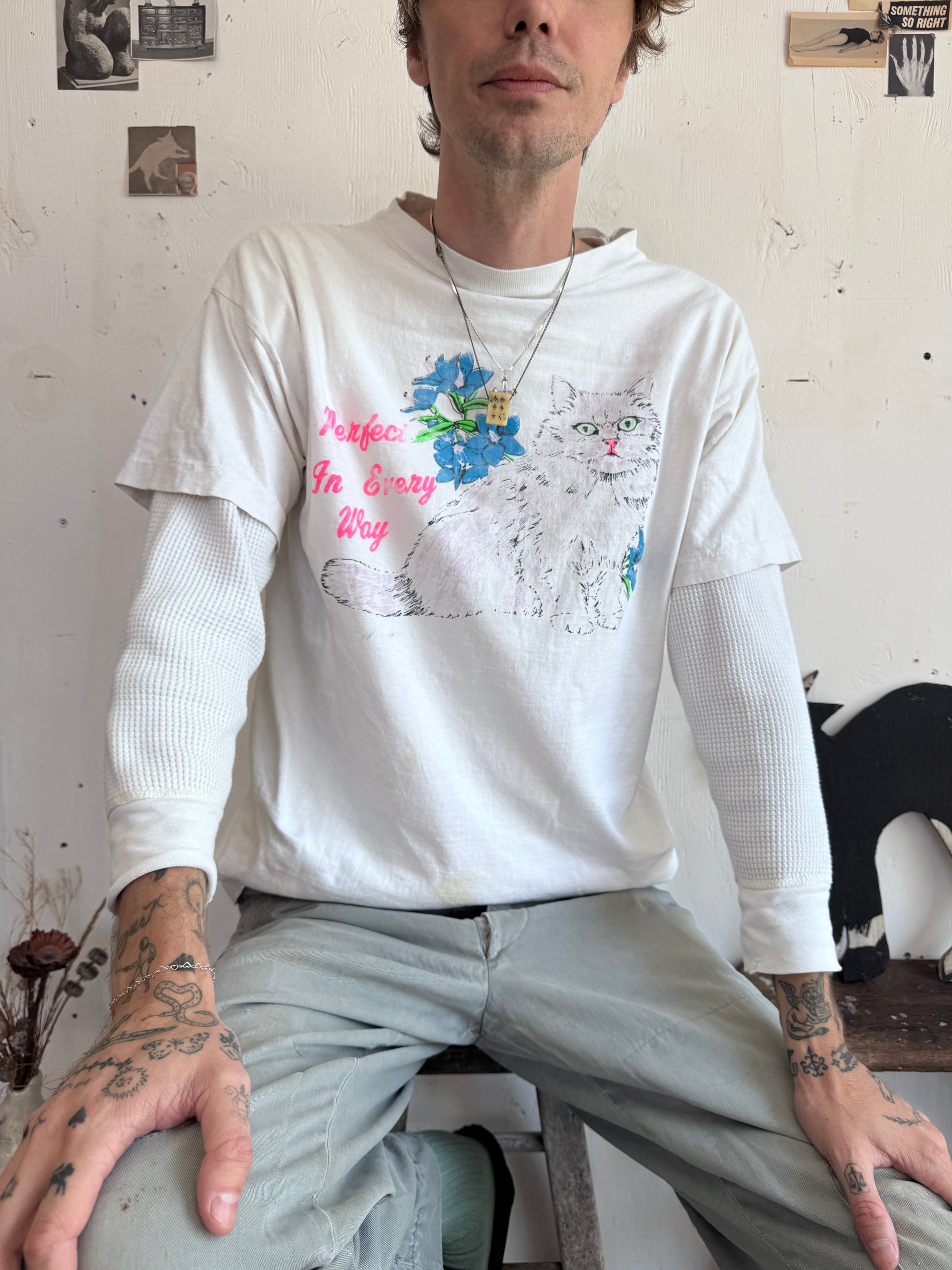 1990s Perfect In Everyway Cat Tee (L)