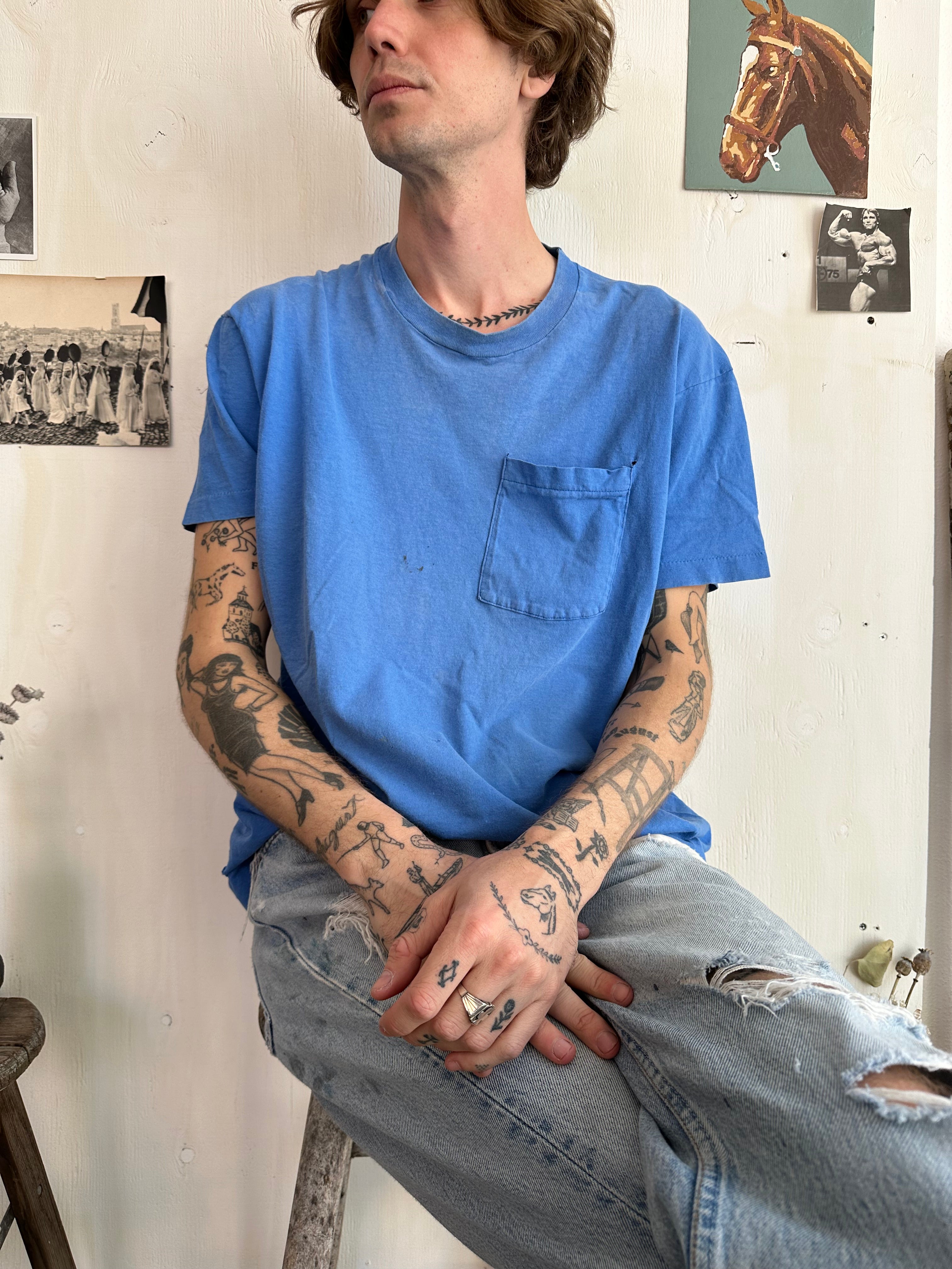 1980s Sky Blue Pocket Tee (XXL)