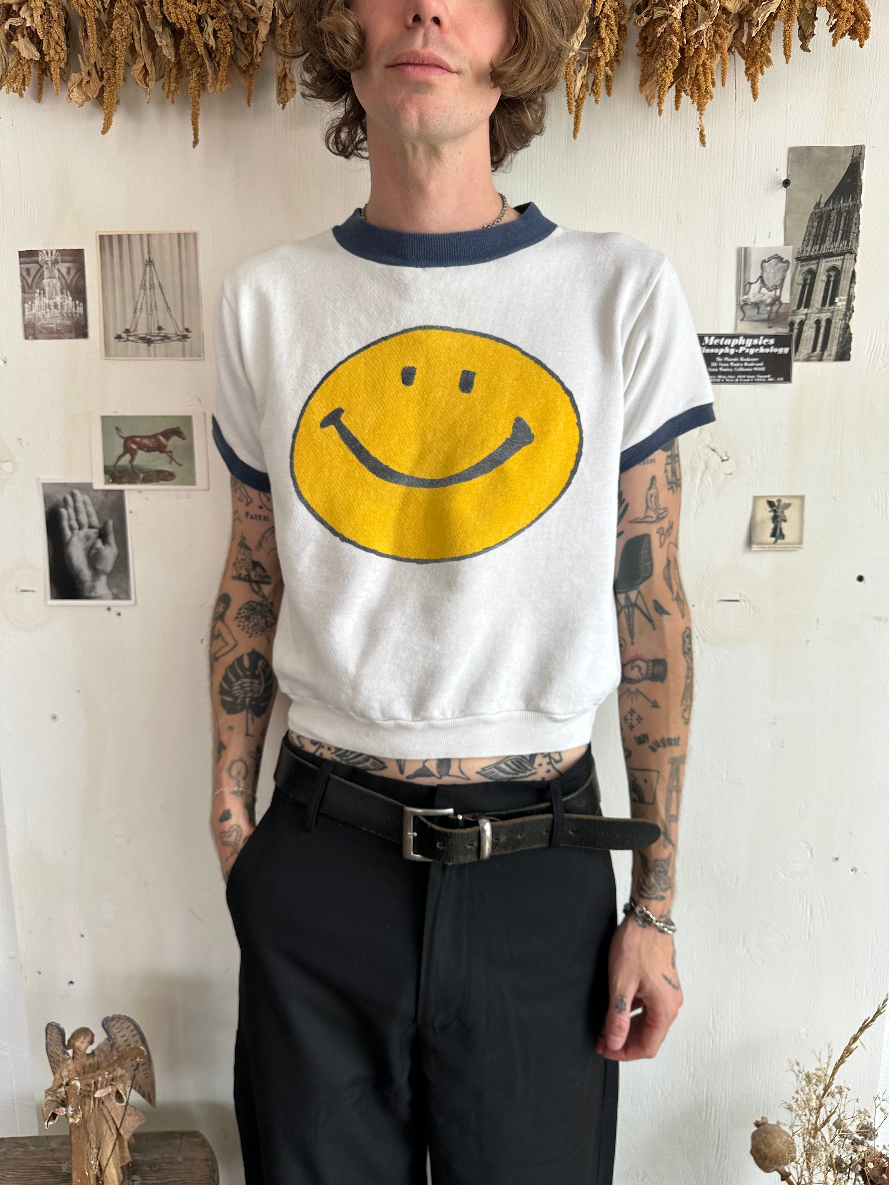 1960s Smiley Face Short Sleeve Sweatshirt (Boxy S)
