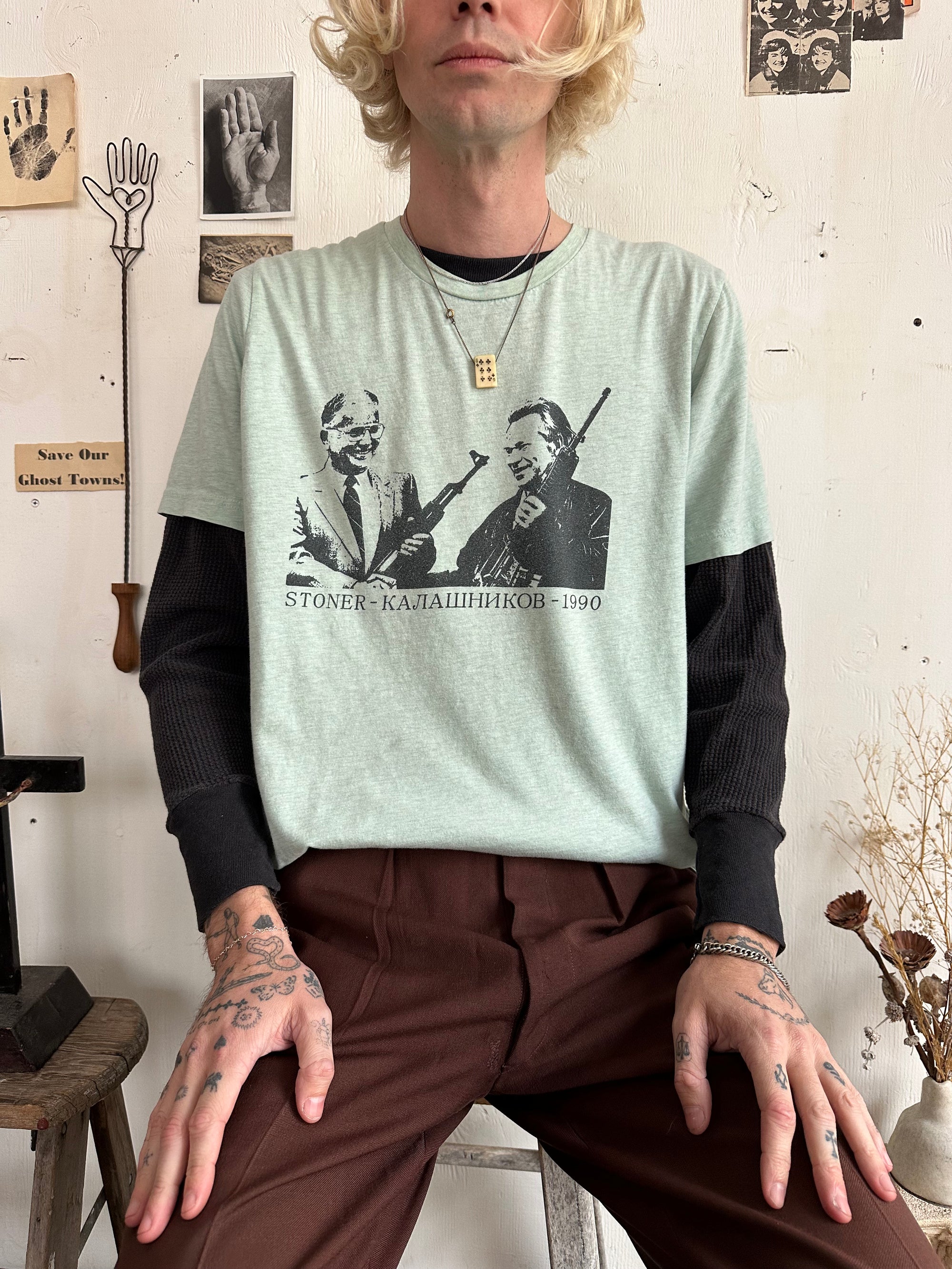 1990s Well Worn Stoner and Kalashnikov Tee