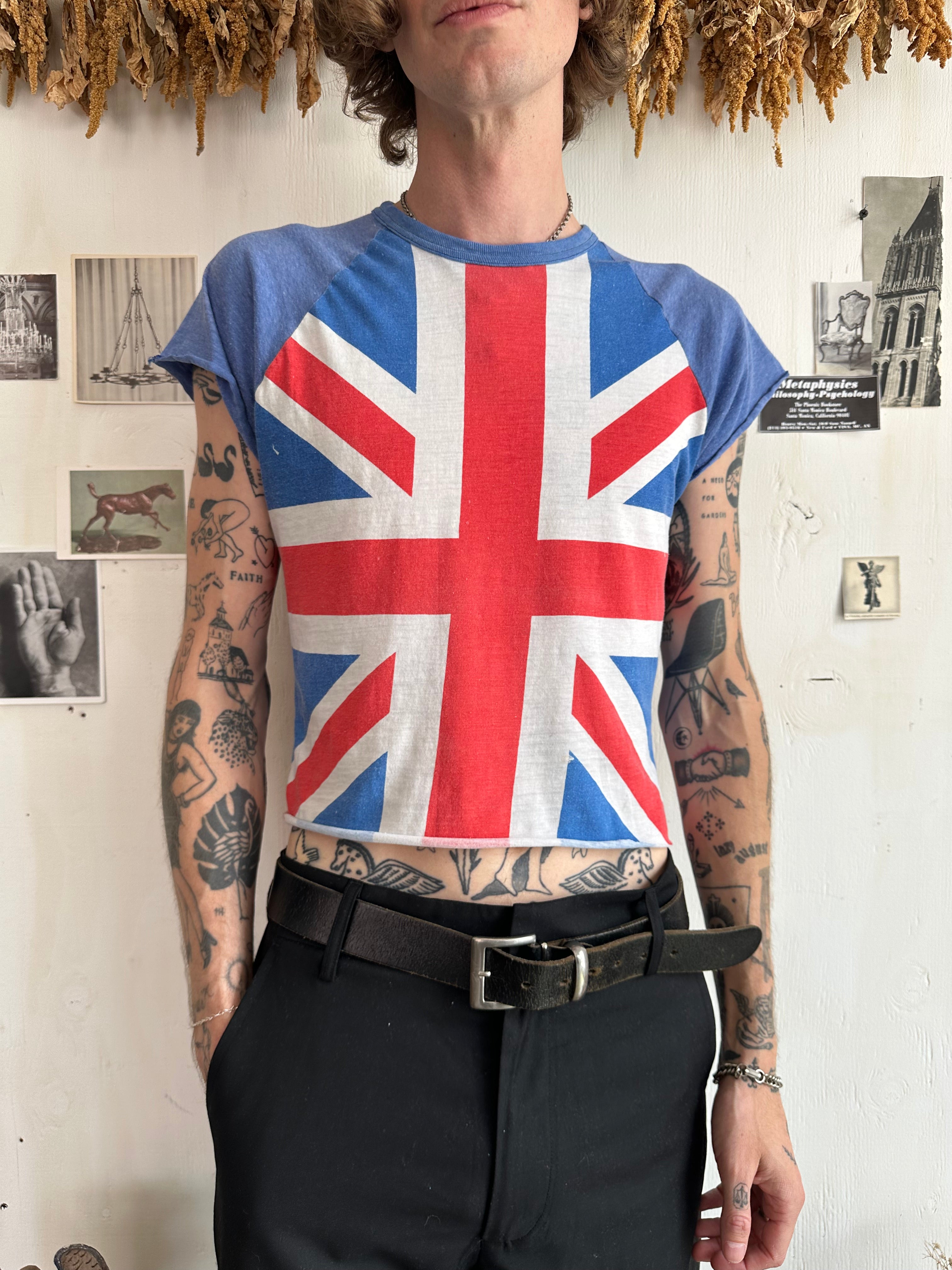 1980s Chopped Union Jack T-Shirt (Cropped M)