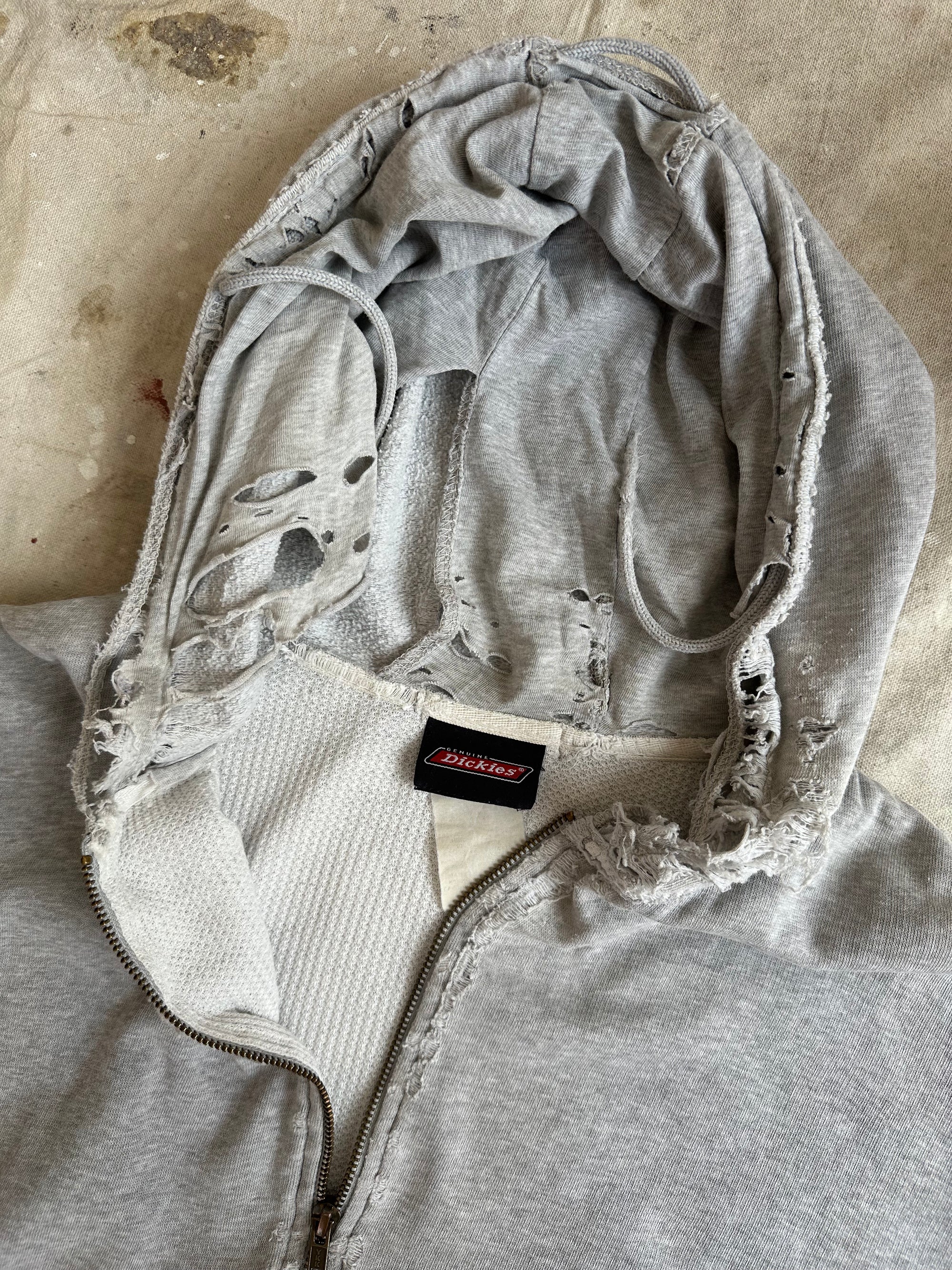 2000s Thrashed Dickies Thermal Lined Zip-Up Hoodie