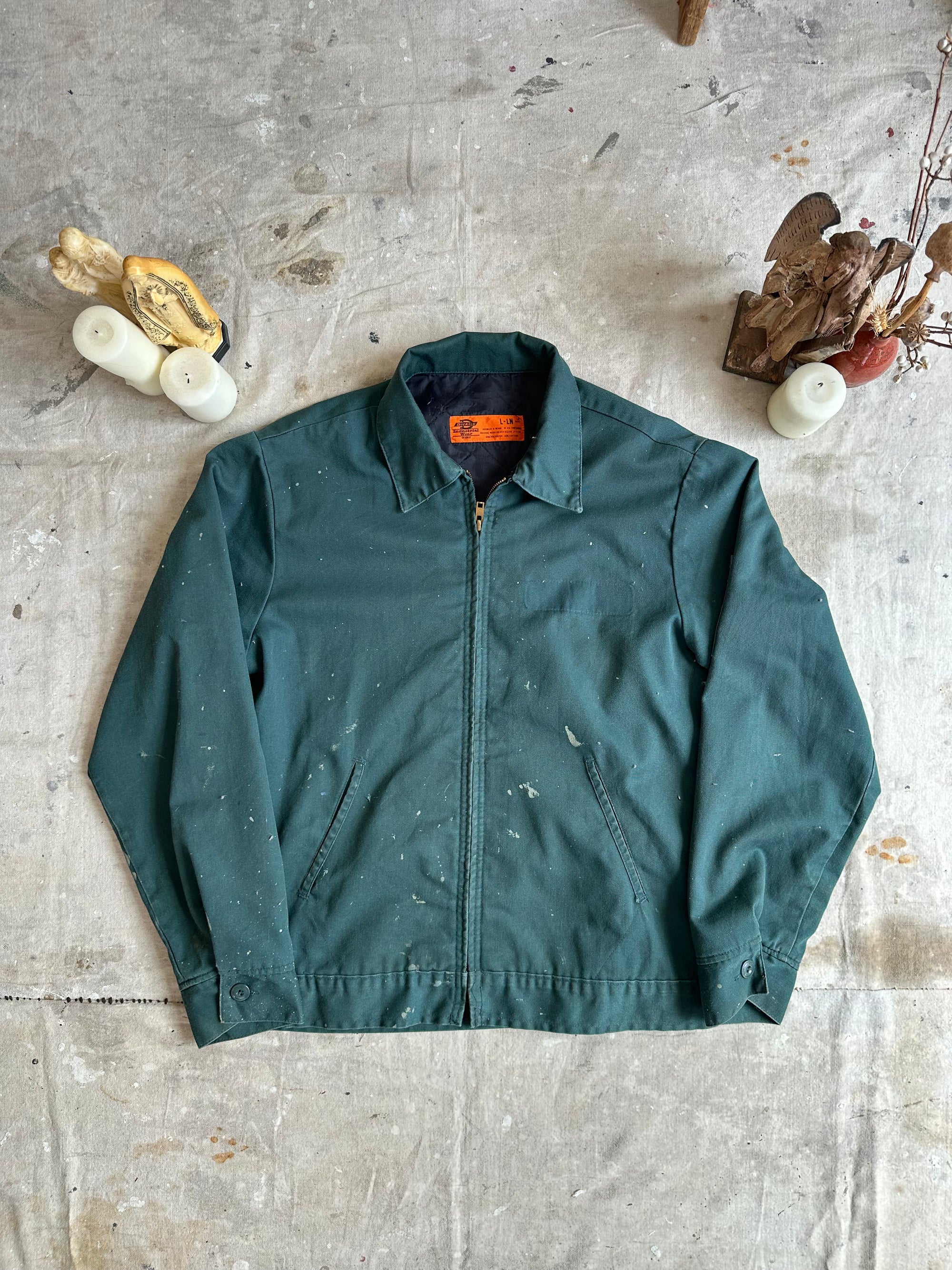 1970s Paint Splattered Faded Green Dickies Jacket