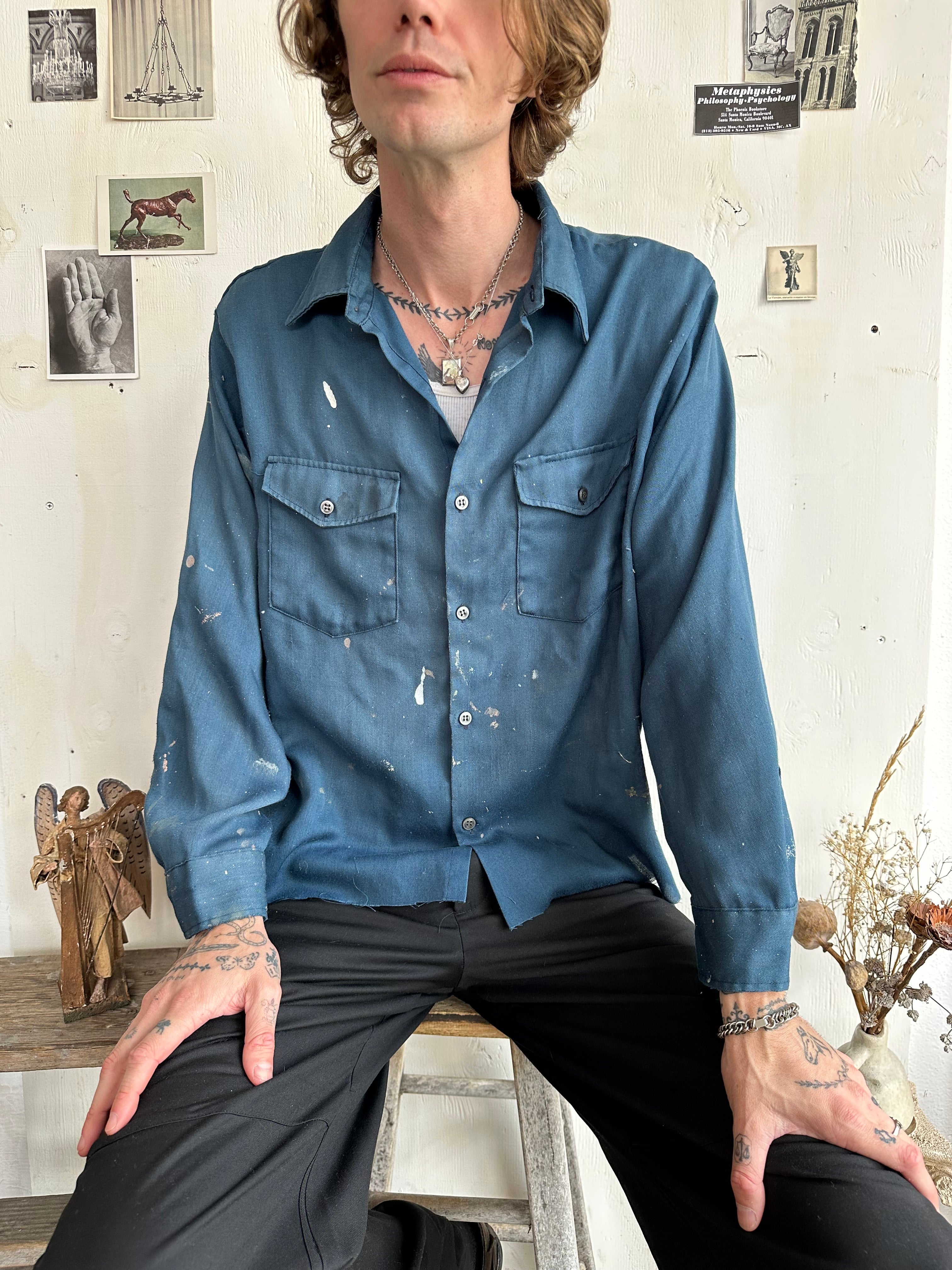 1970s Thrashed Paper Thin Work Shirt (Boxy M/L)
