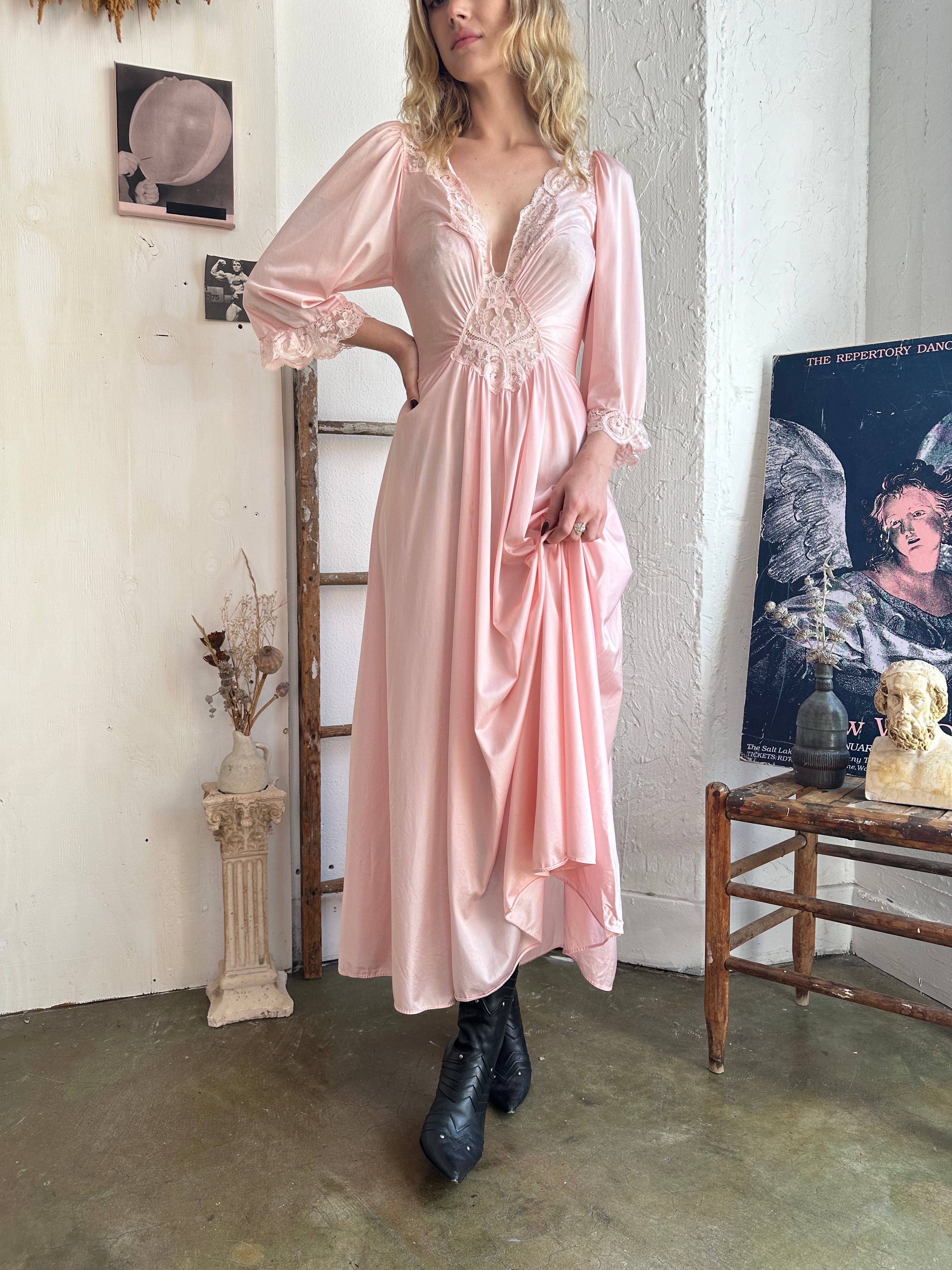 1970s Lace Trim Slip Maxi Dress (M/L)