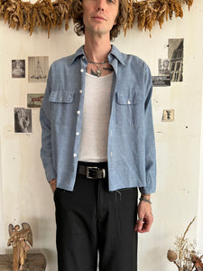 1970s Chopped Tiger Chain Stitched Button Up (Boxy M)