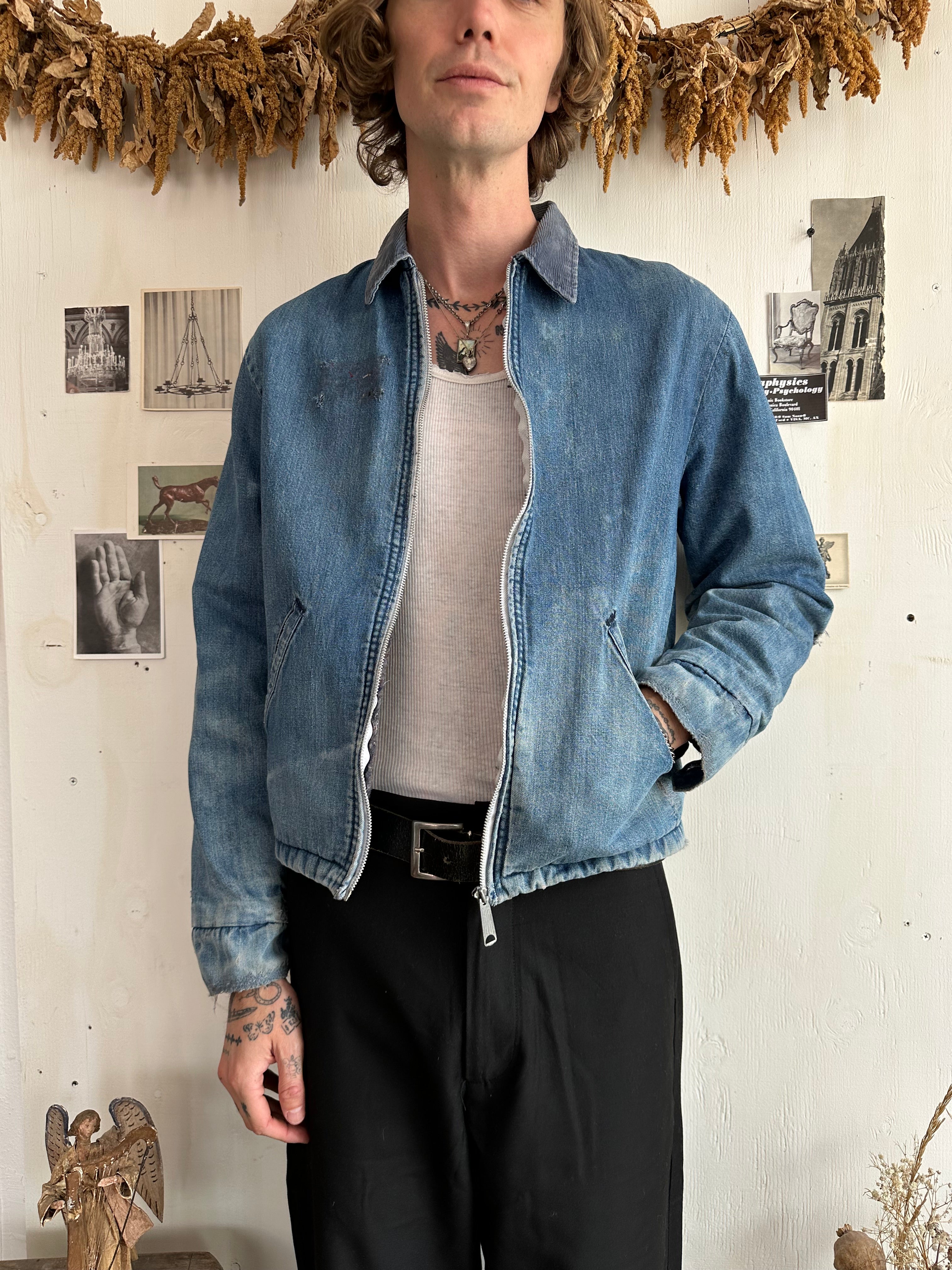 1960s Heavily Repaired Blanket Lined Work Jacket W/ Pins (M)