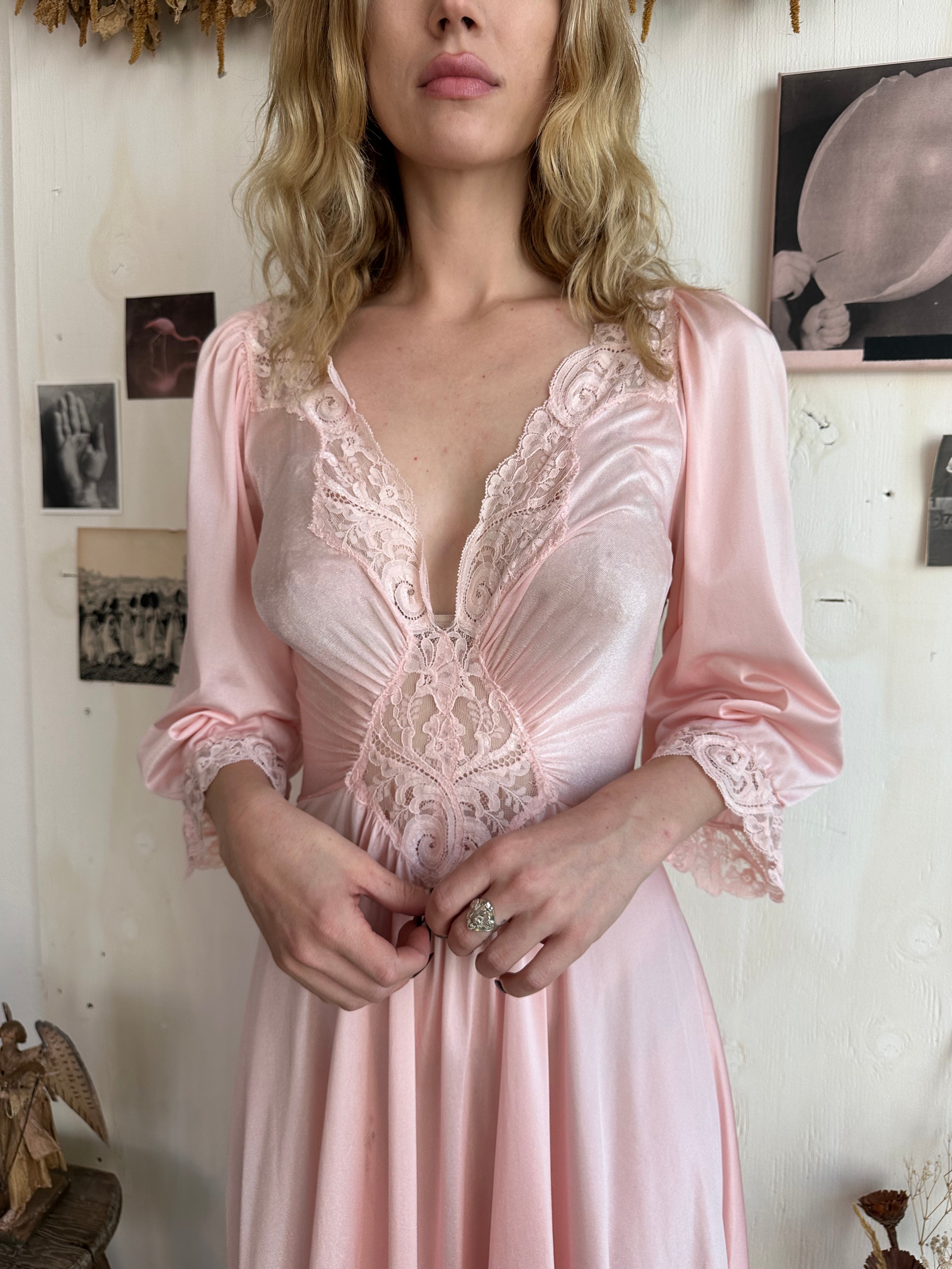 1970s Lace Trim Slip Maxi Dress (M/L)