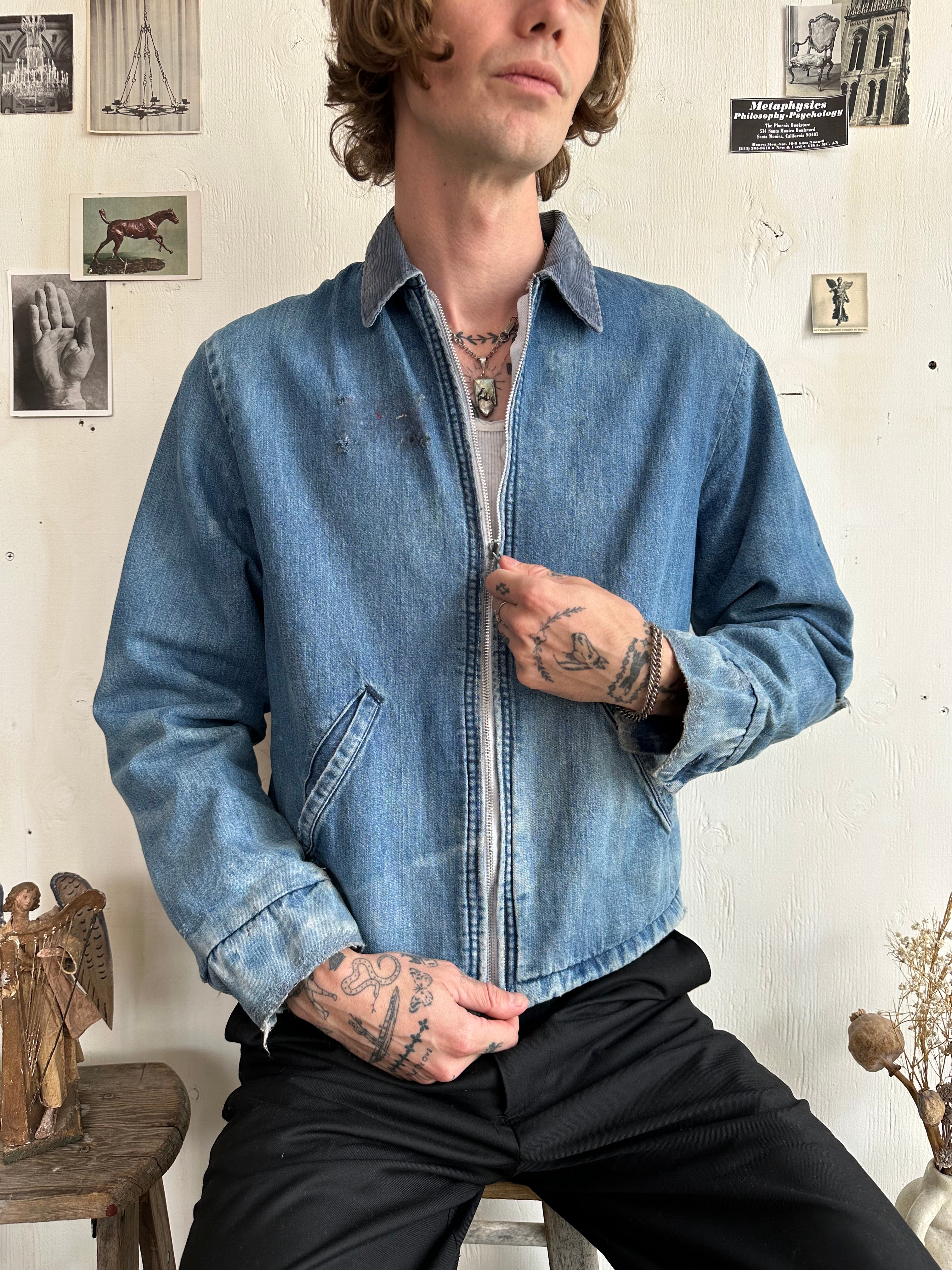 1960s Heavily Repaired Blanket Lined Work Jacket W/ Pins (M)
