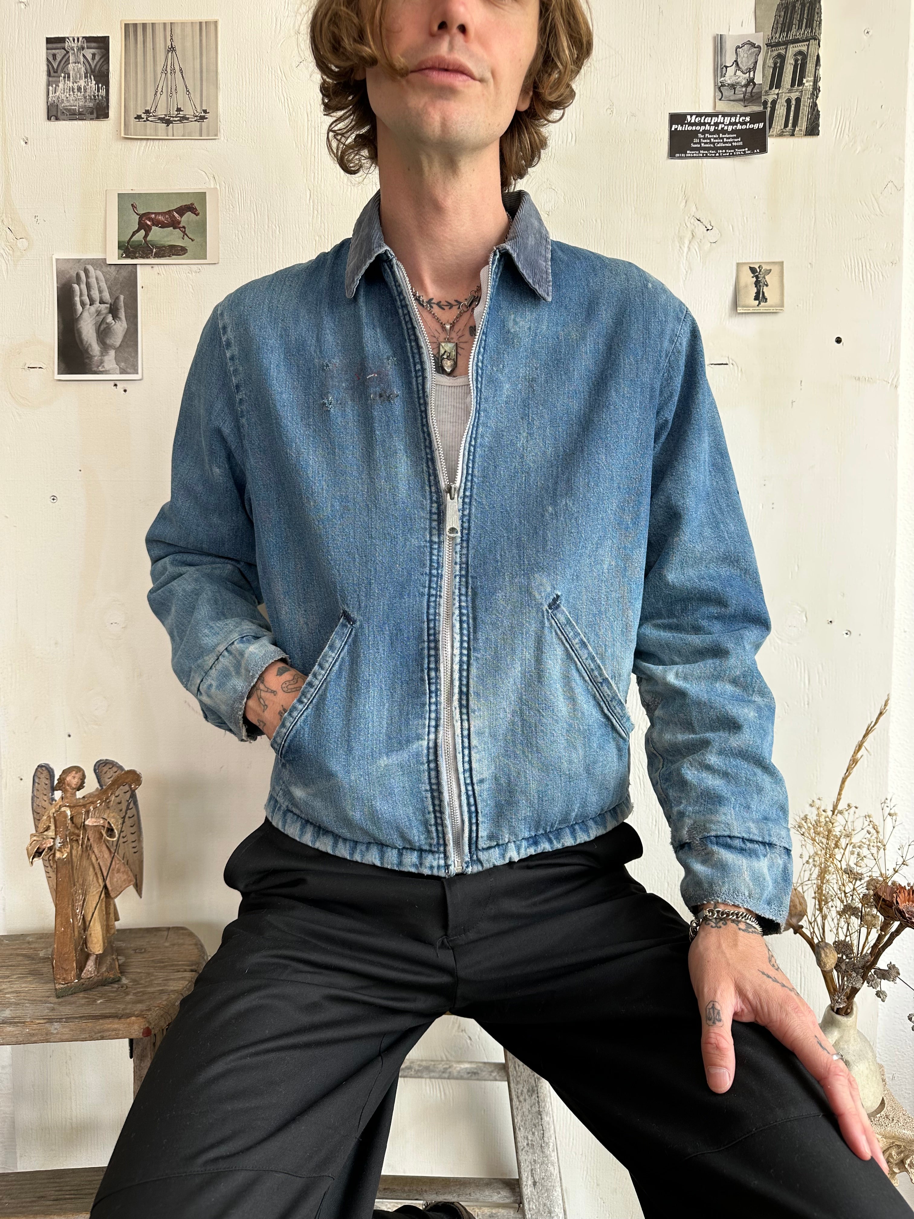 1960s Heavily Repaired Blanket Lined Work Jacket W/ Pins (M)