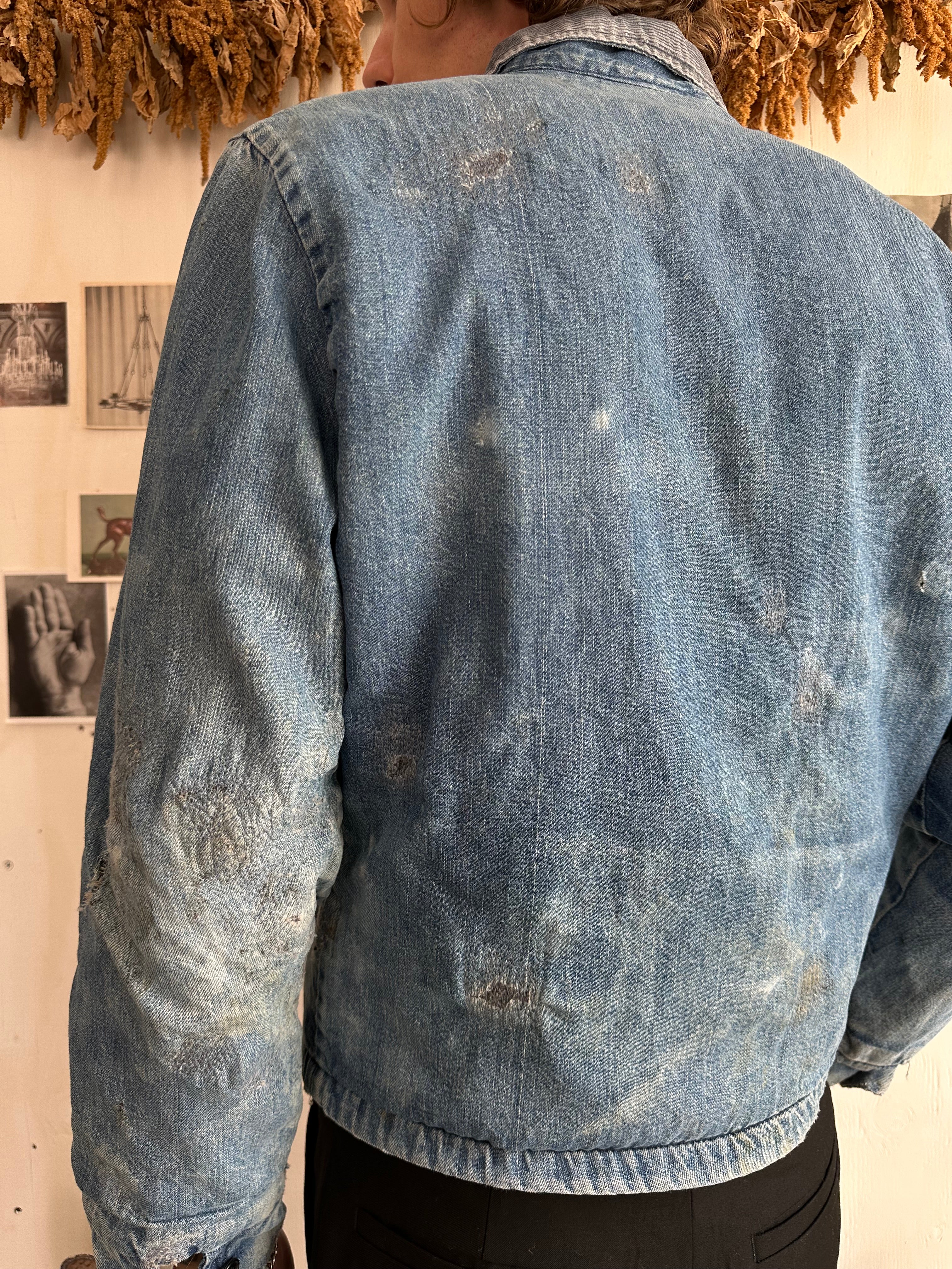 1960s Heavily Repaired Blanket Lined Work Jacket W/ Pins (M)