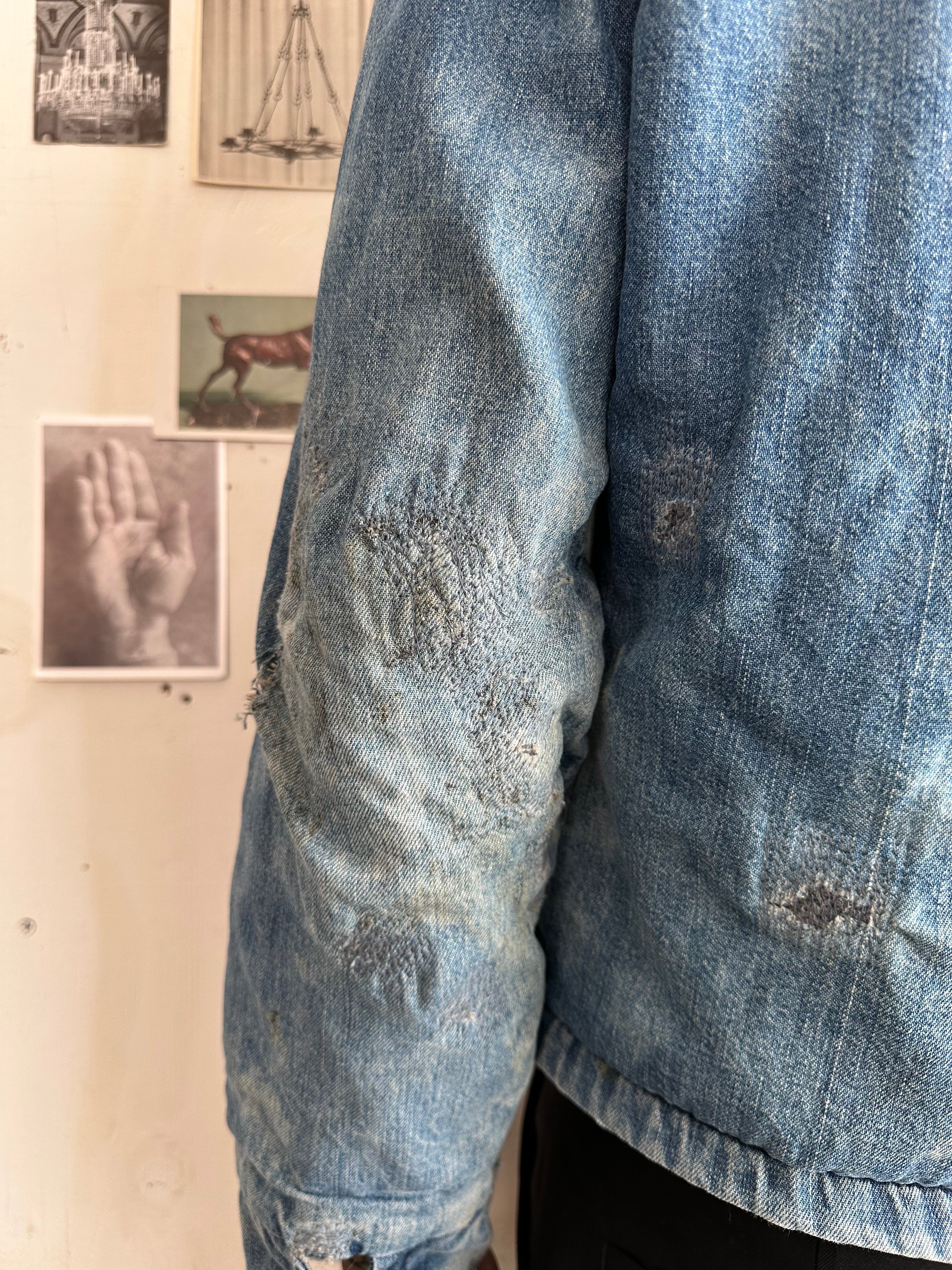 1960s Heavily Repaired Blanket Lined Work Jacket W/ Pins (M)
