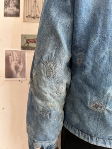 1960s Heavily Repaired Blanket Lined Work Jacket W/ Pins (M)