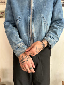 1960s Heavily Repaired Blanket Lined Work Jacket W/ Pins (M)