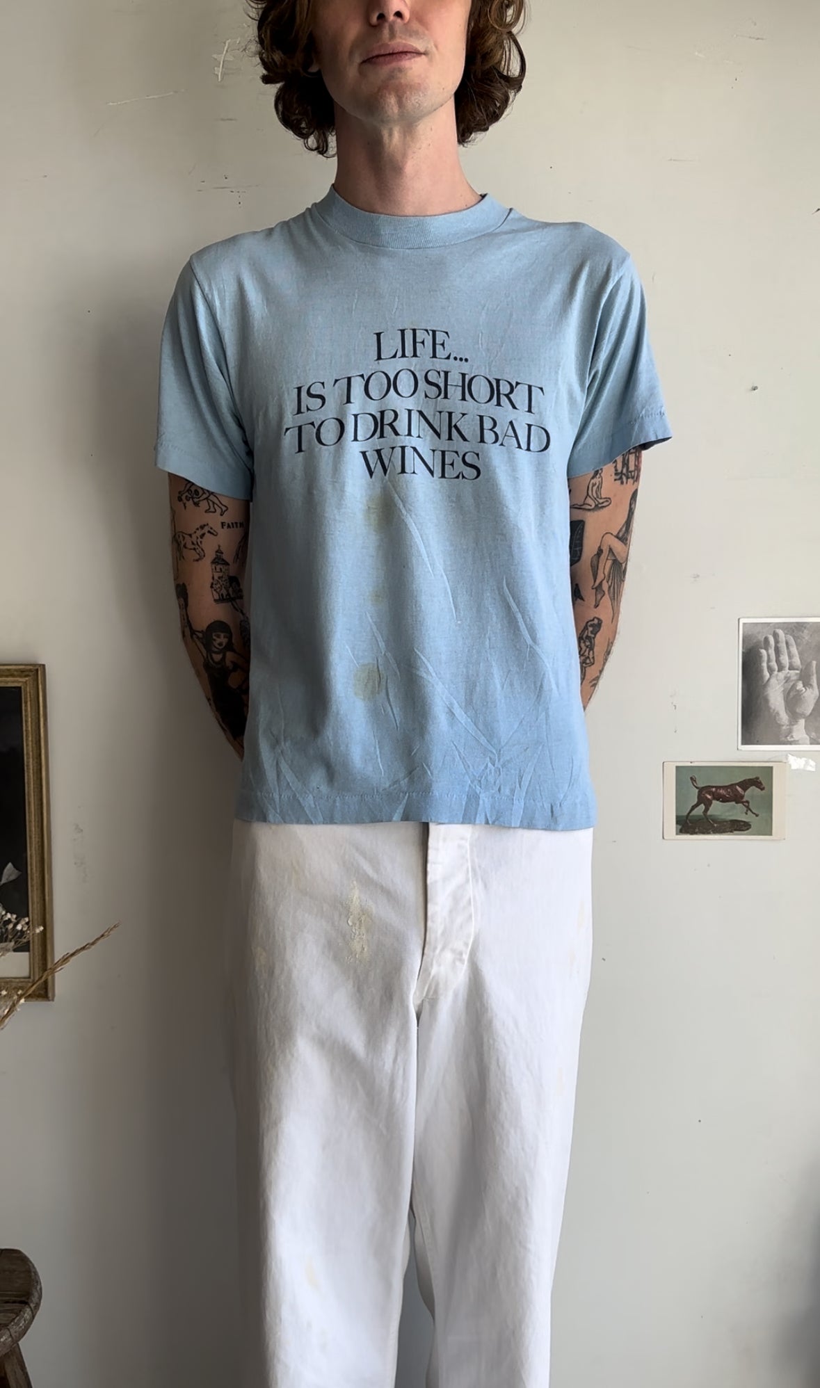 1980s Heavily-Worn Wine Tee (S/M)