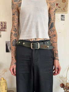 Vintage Evergreen Studded Belt (32" - 38")