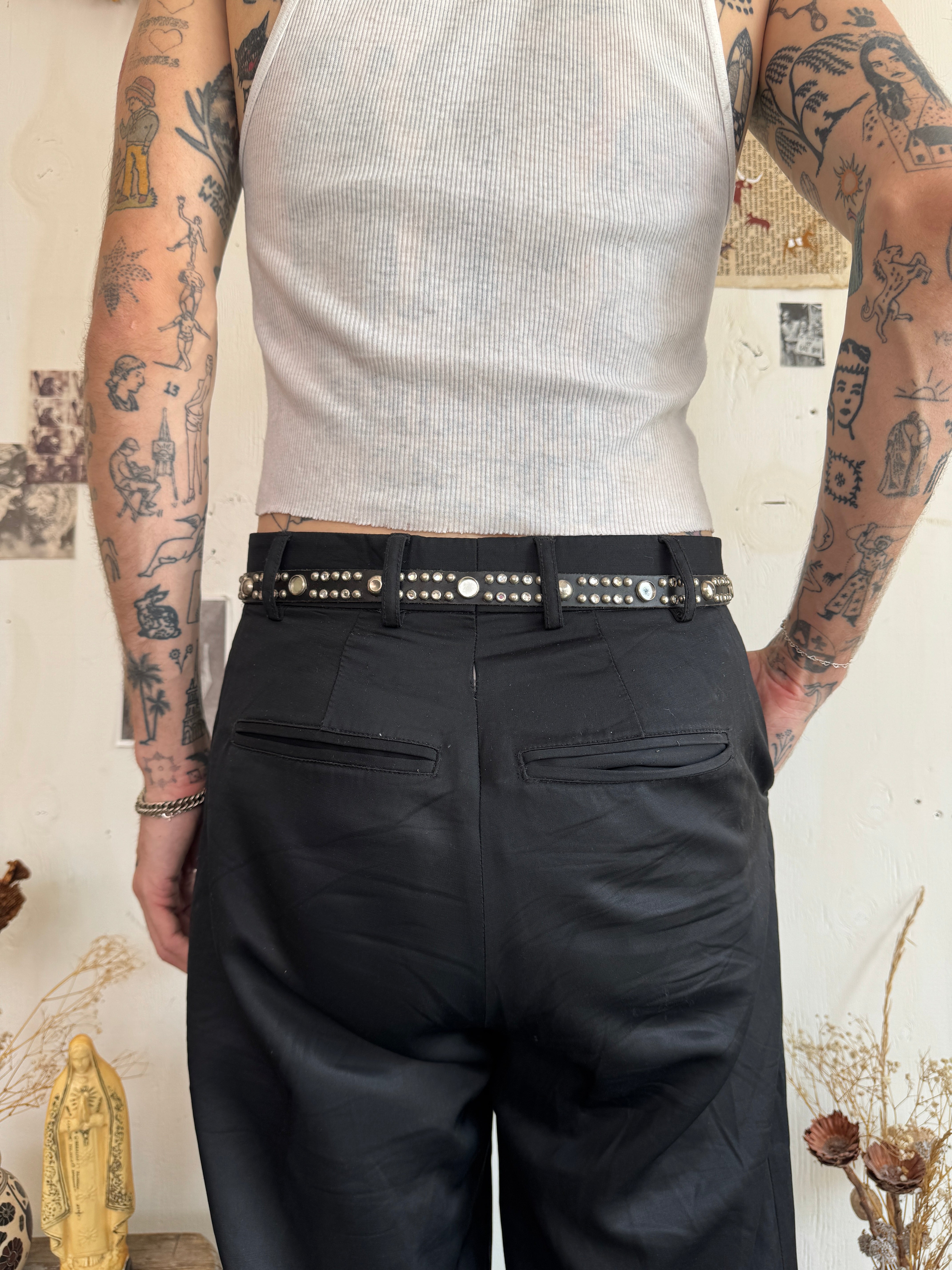 Vintage Skinny Studded Western Belt (34" - 36")