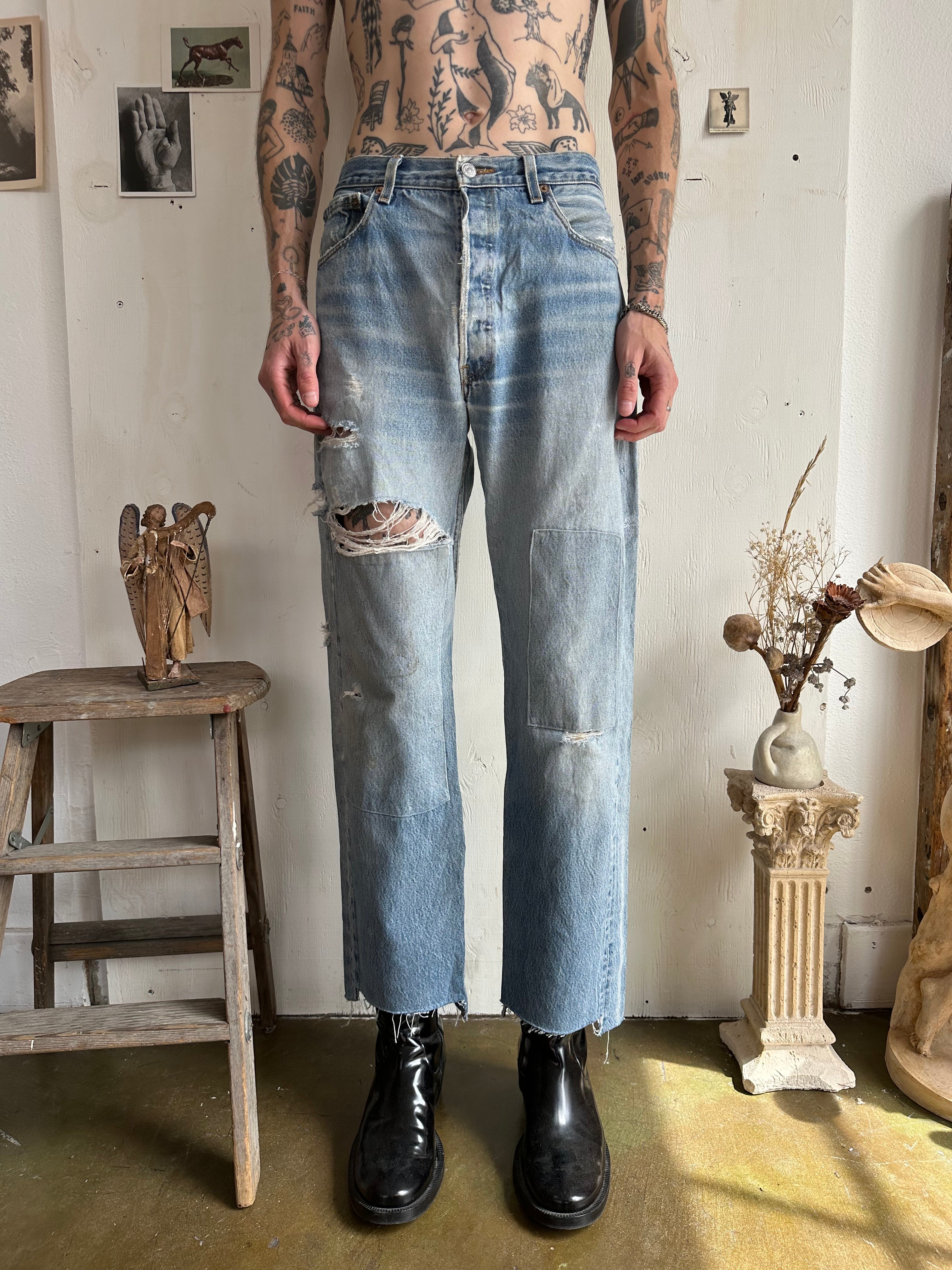 1980s Thrashed and Repaired Levis 501s (34/30)