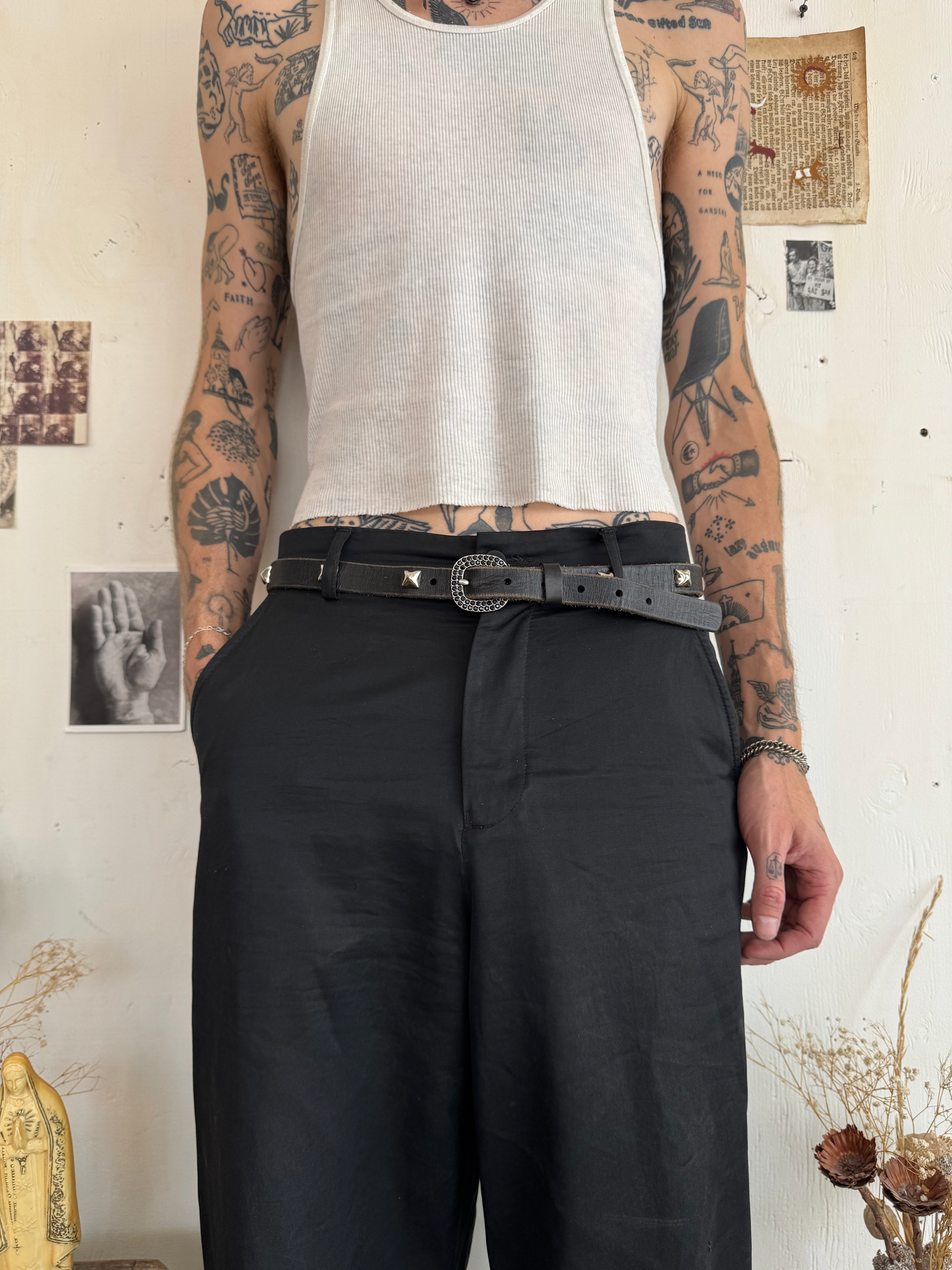Vintage Skinny Studded Belt (32" - 38")