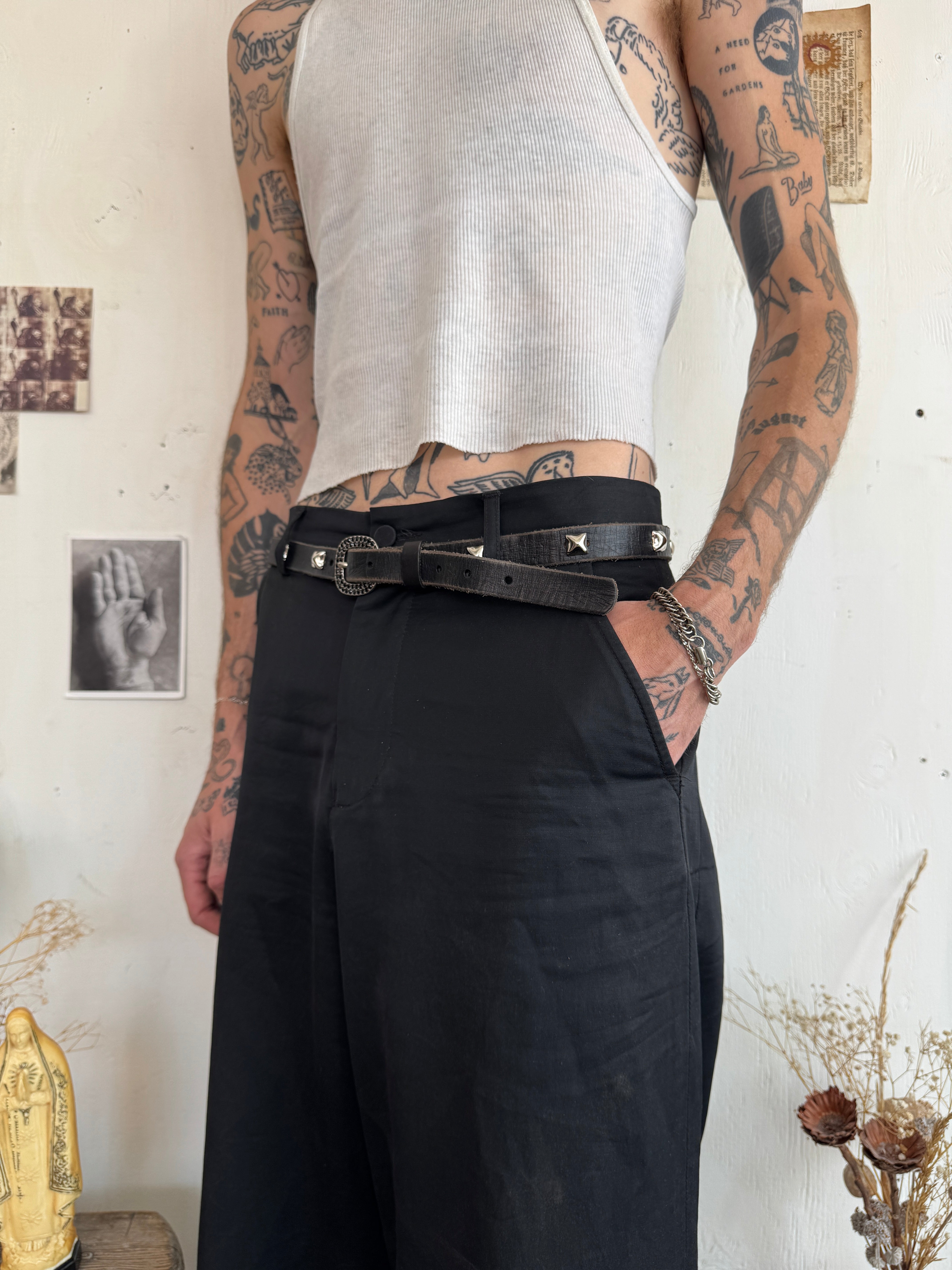 Vintage Skinny Studded Belt (32" - 38")
