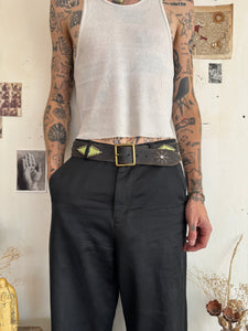 Vintage Studded Diamonds and Leather Belt (30" - 34")