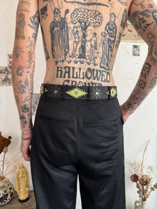 Vintage Studded Diamonds and Leather Belt (30" - 34")