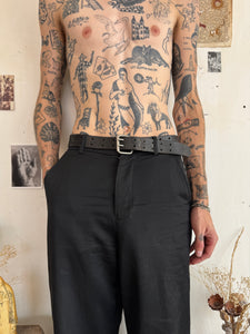 Vintage Double Prong Leather Belt (30" - 38")