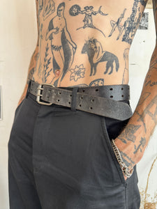 Vintage Double Prong Leather Belt (30" - 38")