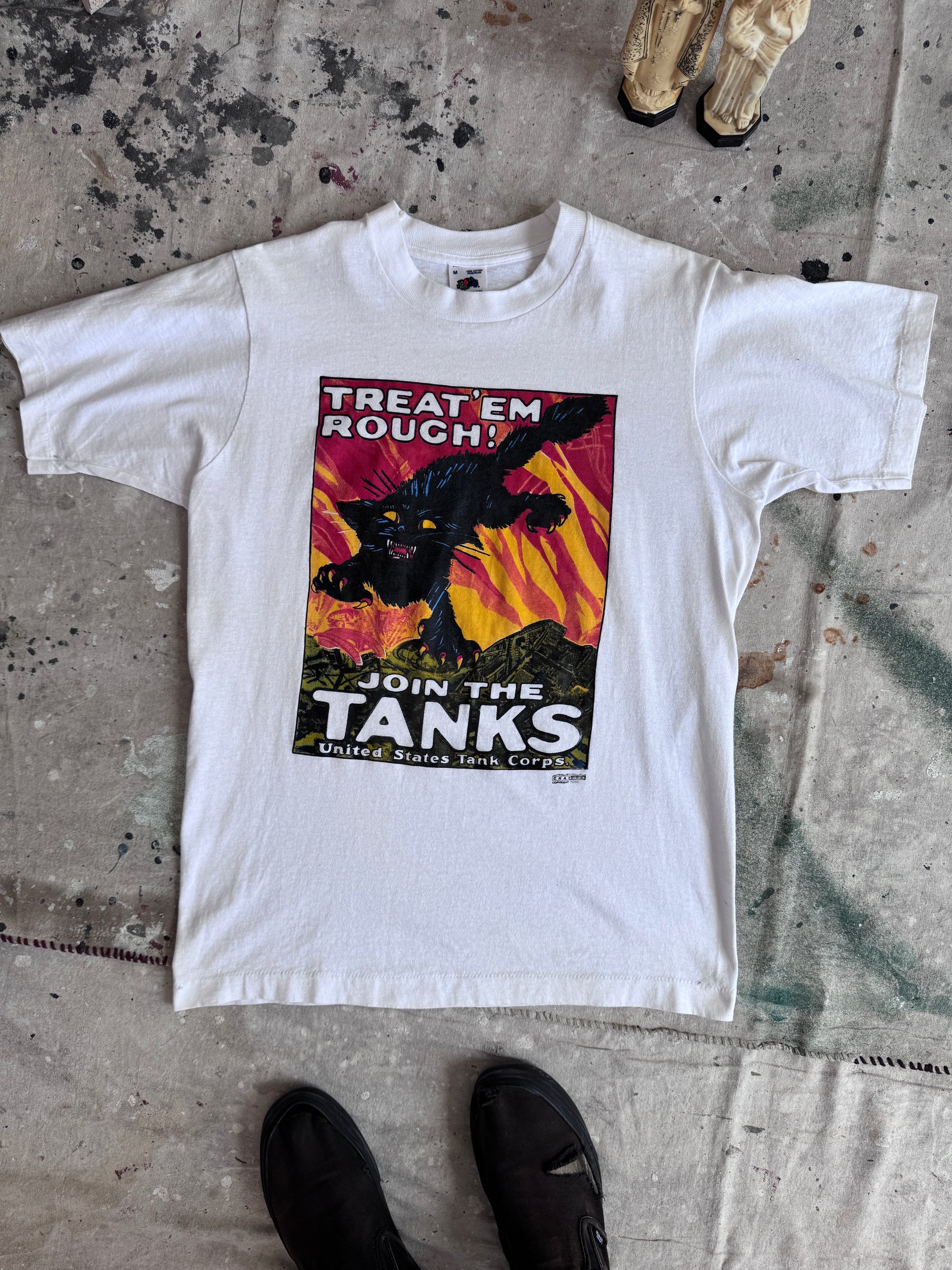 1988 Treat ‘em Rough Black Cat Tee (M)