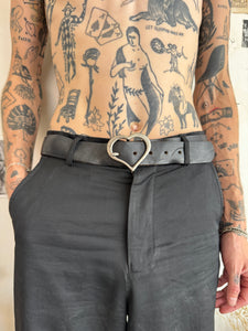 1990s Heart Buckle Leather Belt (34" - 38")