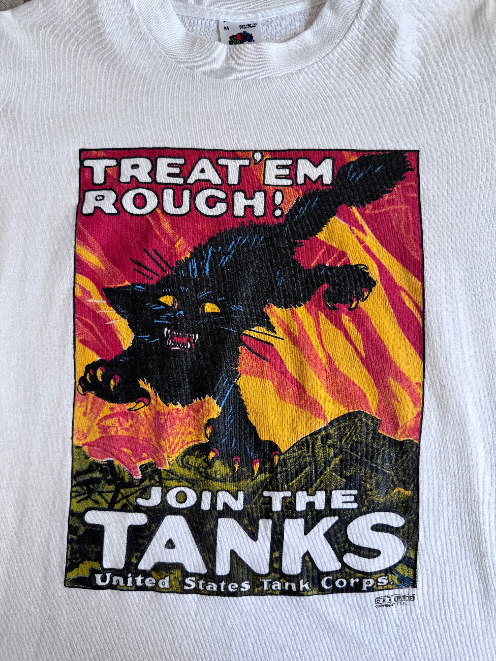 1988 Treat ‘em Rough Black Cat Tee (M)