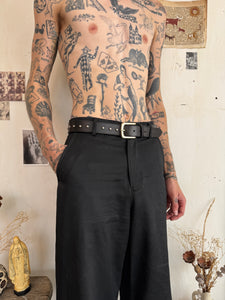 1990s Studded Leather Belt W/ Brass Buckle (34" - 38")