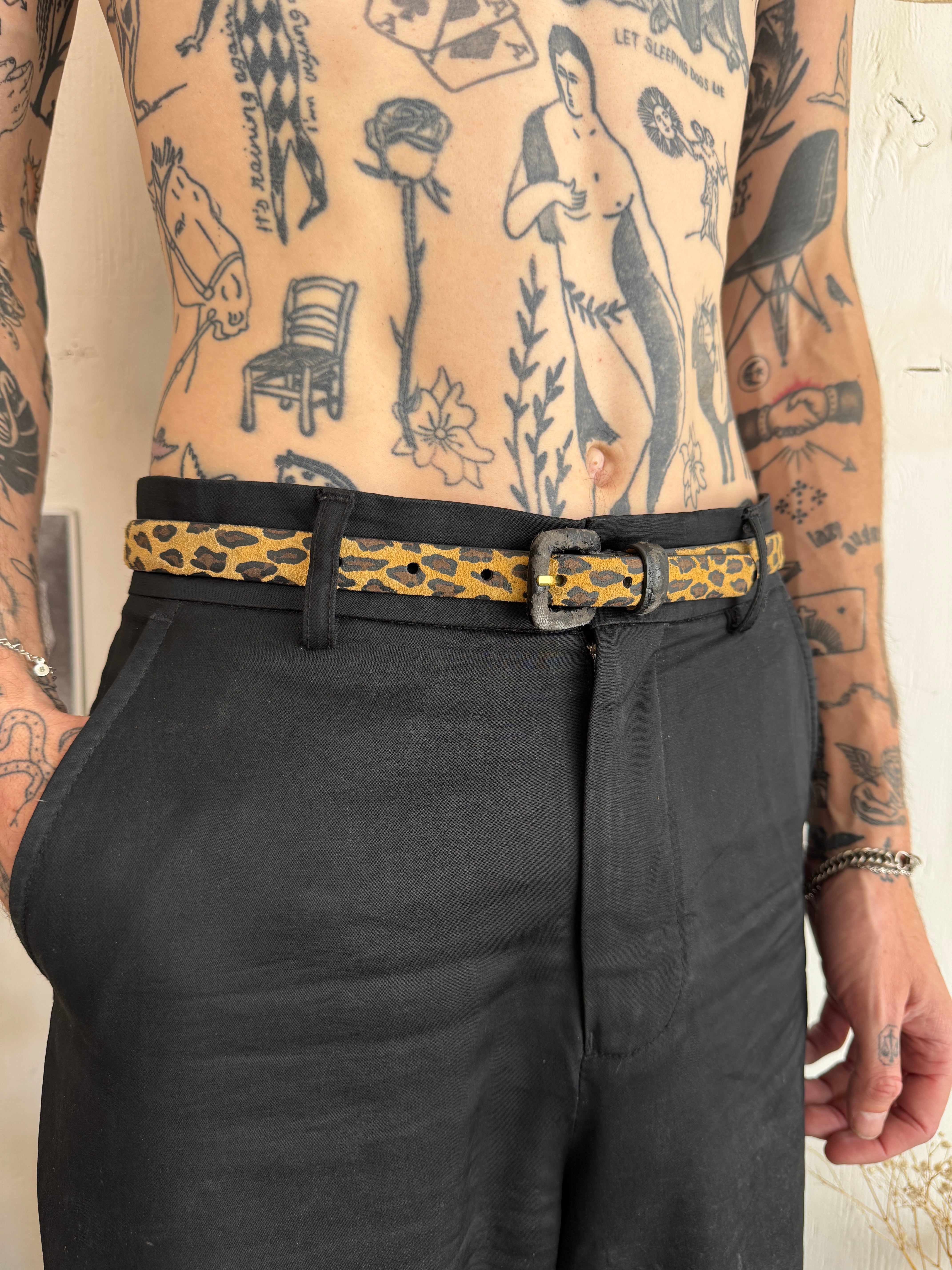 Vintage Leather Cheetah Print Leather Belt (28" - 30")
