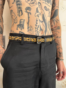 Vintage Leather Cheetah Print Leather Belt (28" - 30")