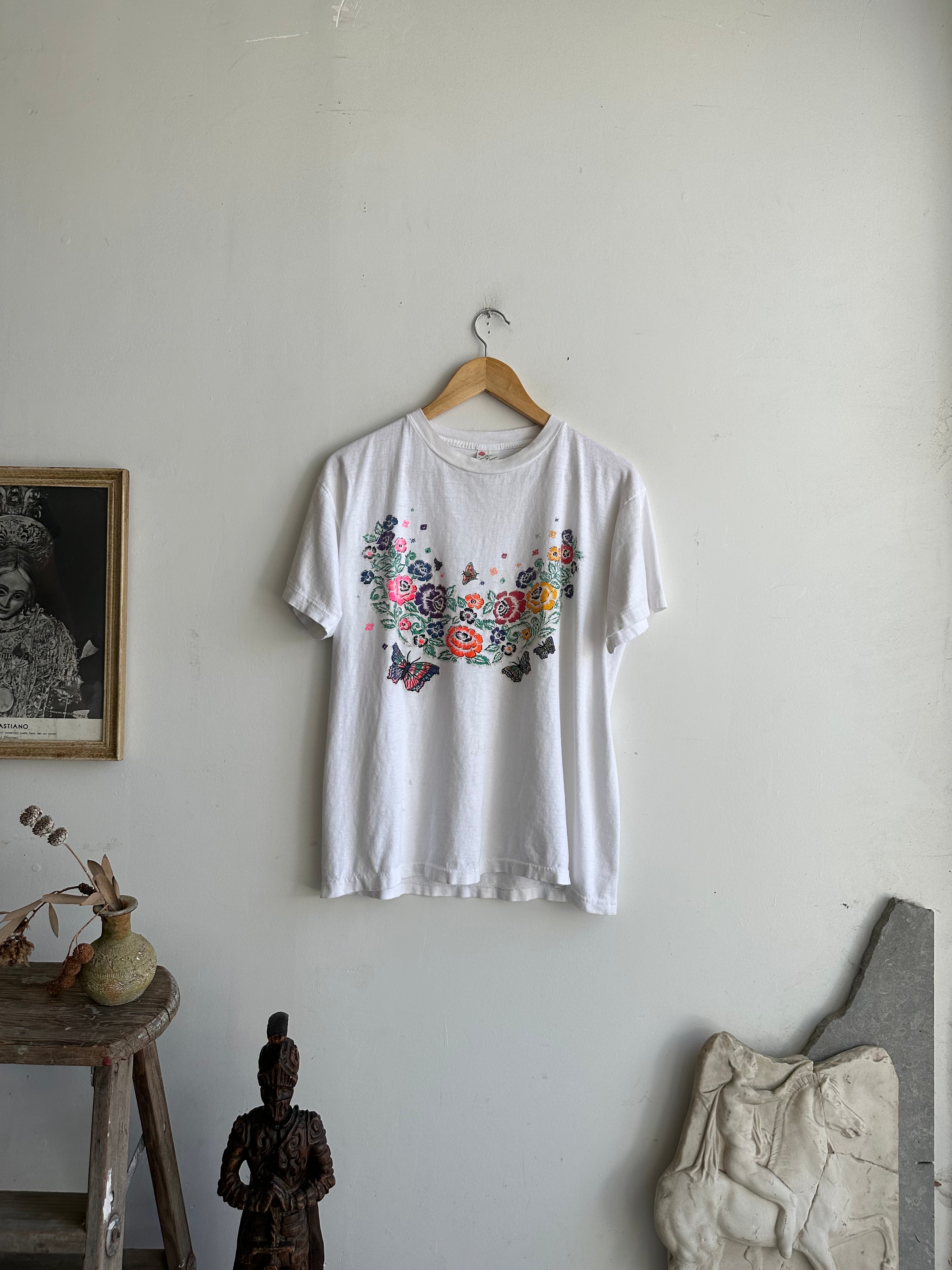 1990s Flower and Butterflies Tee (Boxy S/M)