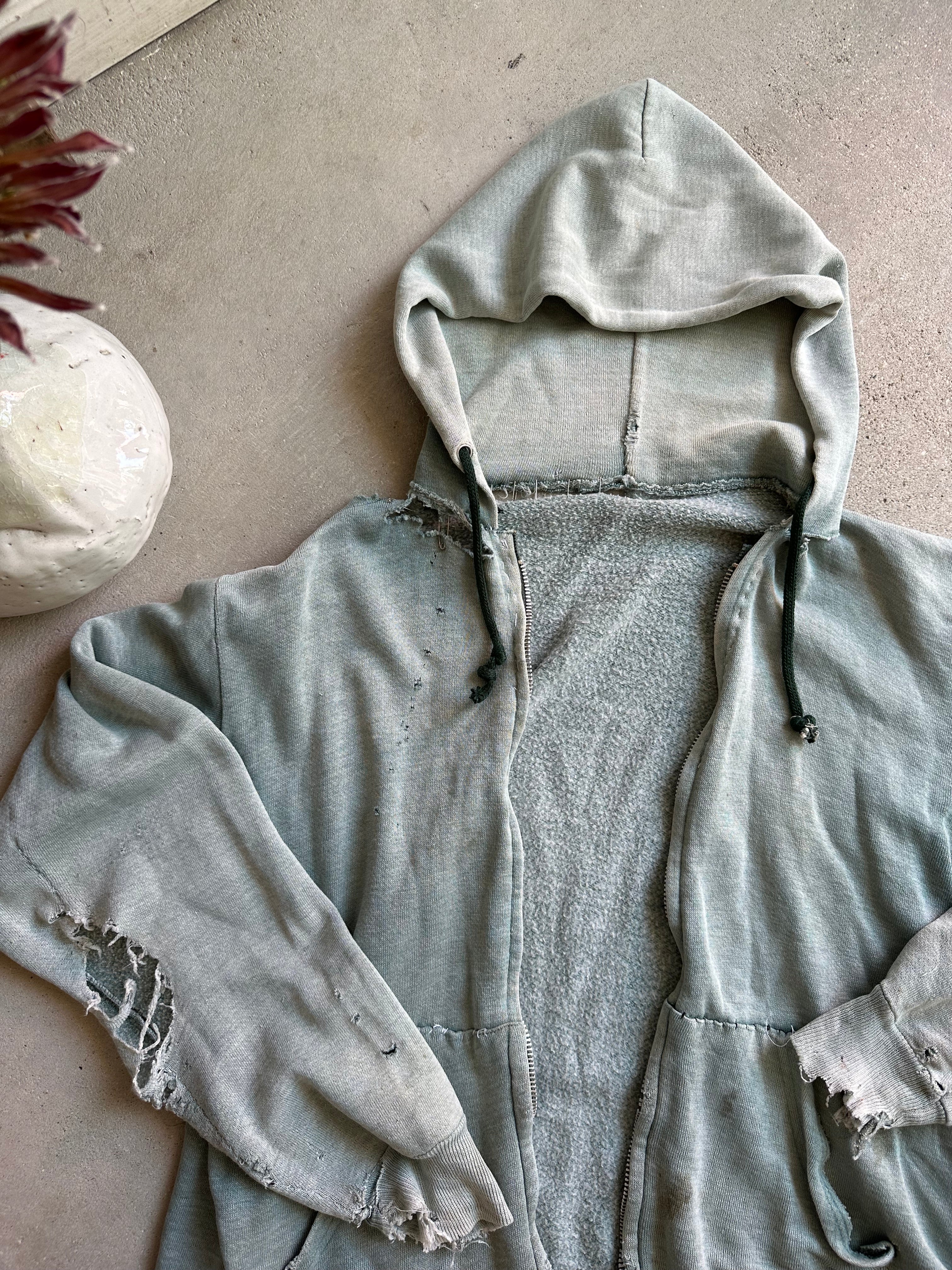 1970s Thrashed Open Face Zip-Up Hoodie (M)