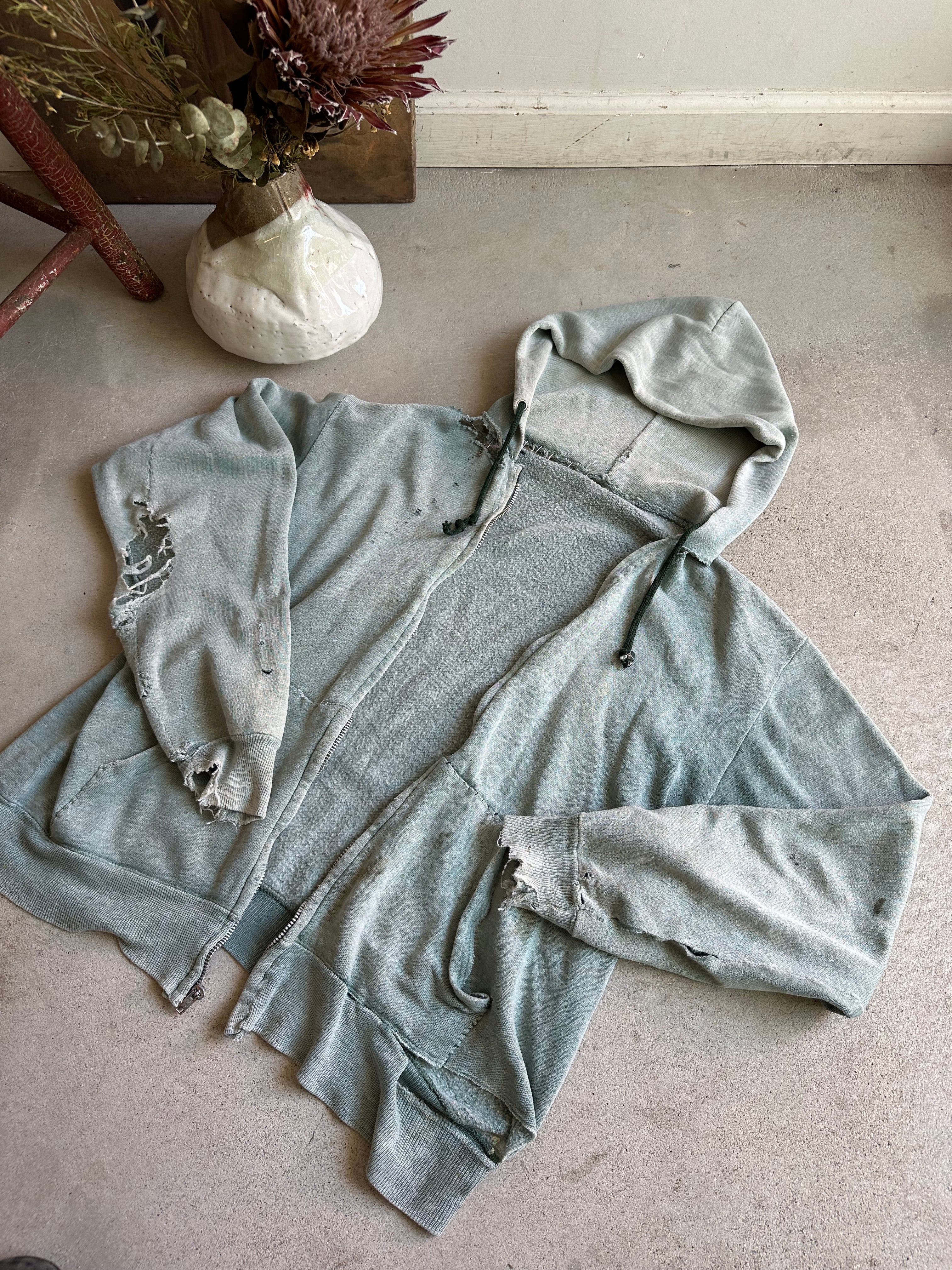 1970s Thrashed Open Face Zip-Up Hoodie (M)