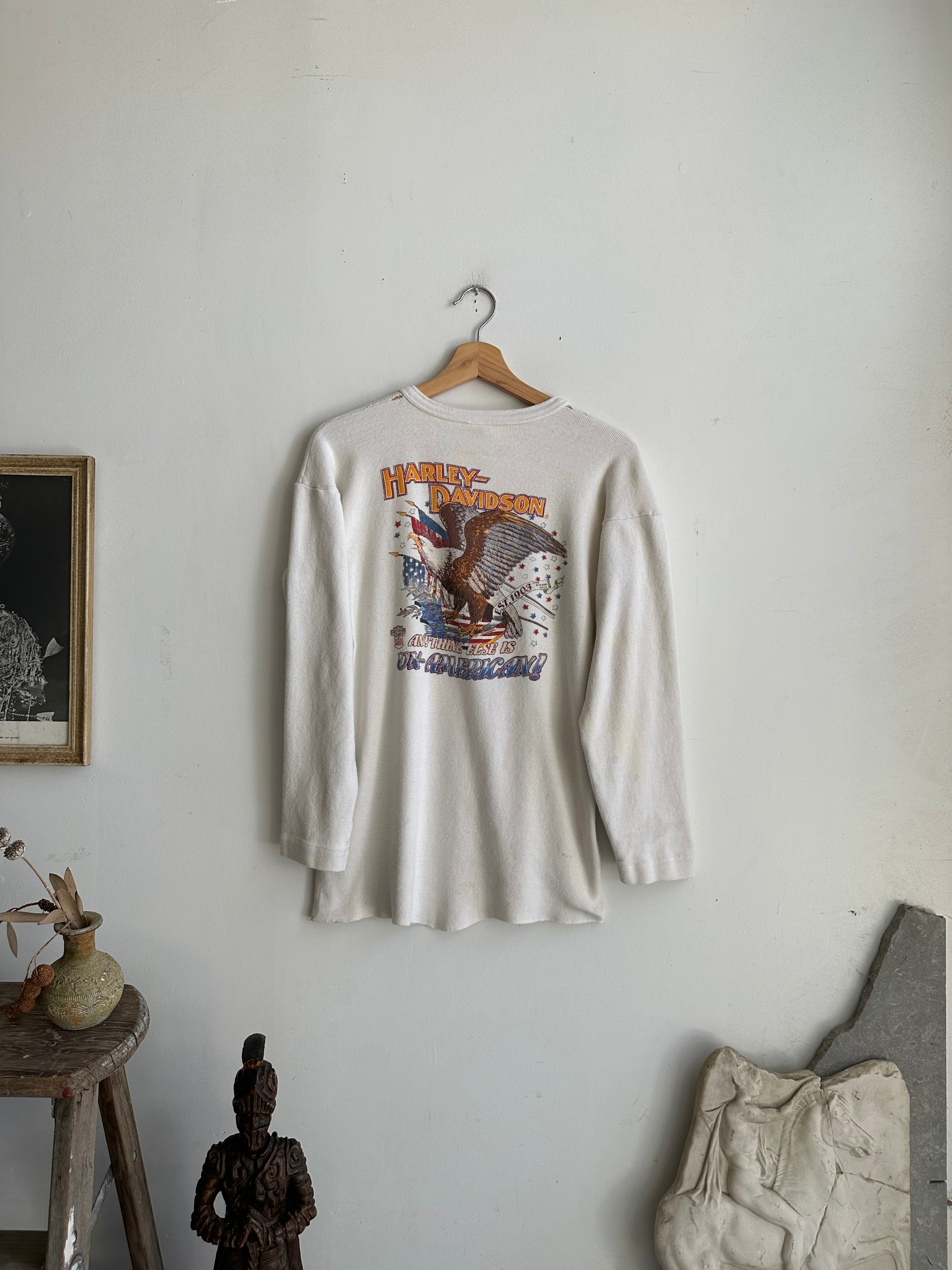 1980s Harley-Davidson Long Sleeve Henley (L)