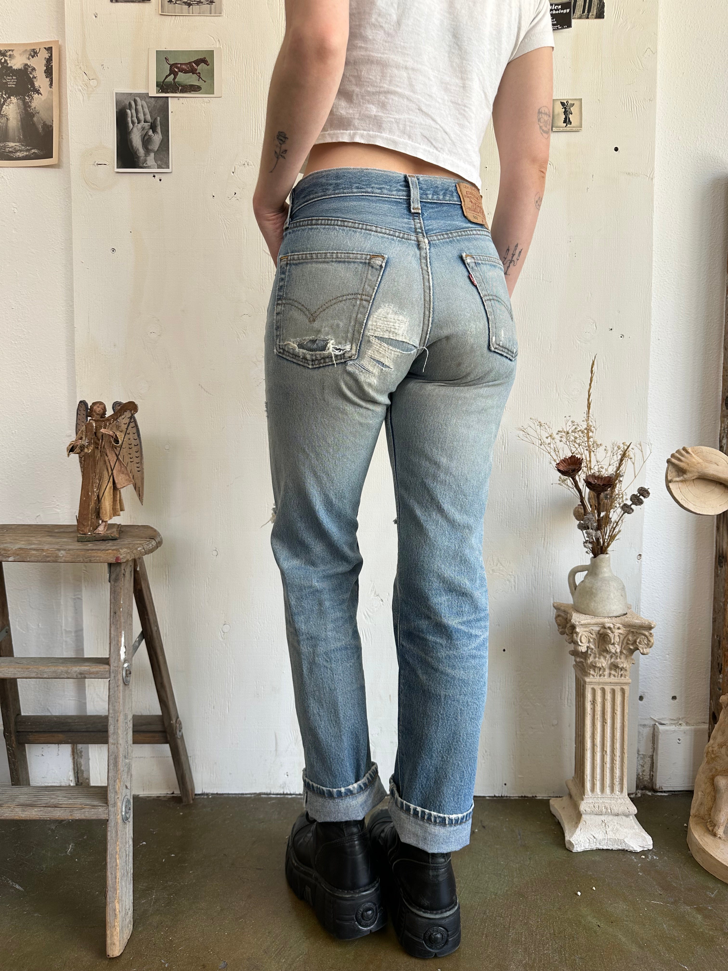 1980s Thrashed and Repaired Levis 501s (29/29)