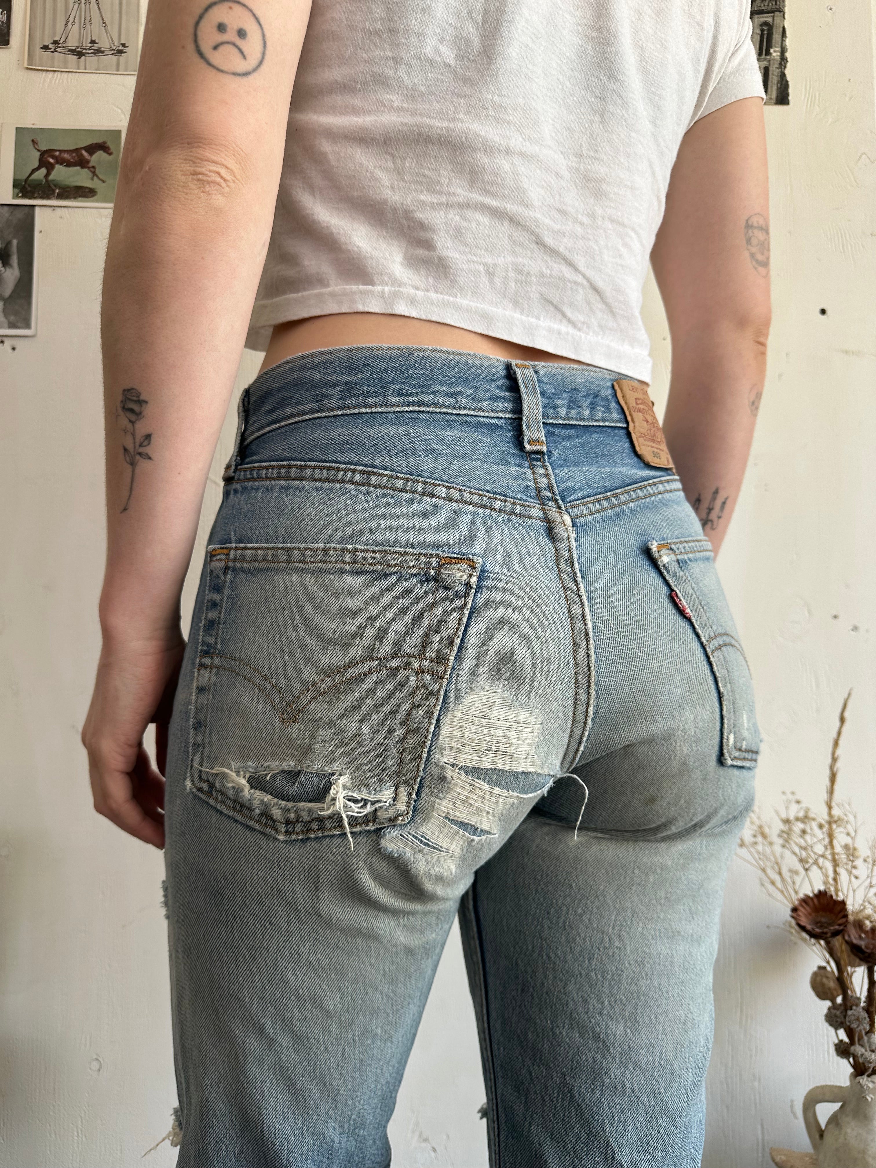 1980s Thrashed and Repaired Levis 501s (29/29)