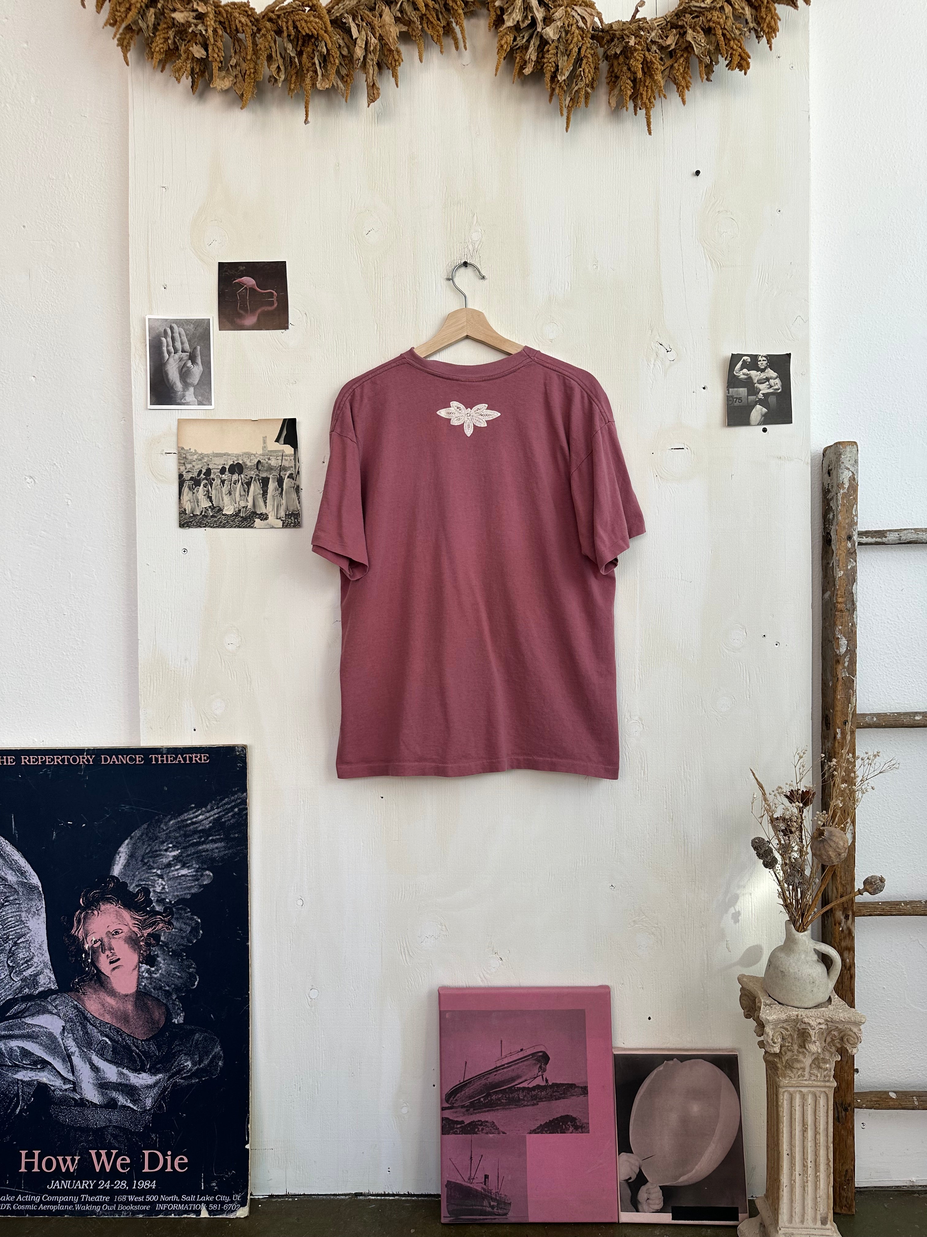 1990s Lace Heart Flower Appliqué Tee (Boxy XL)