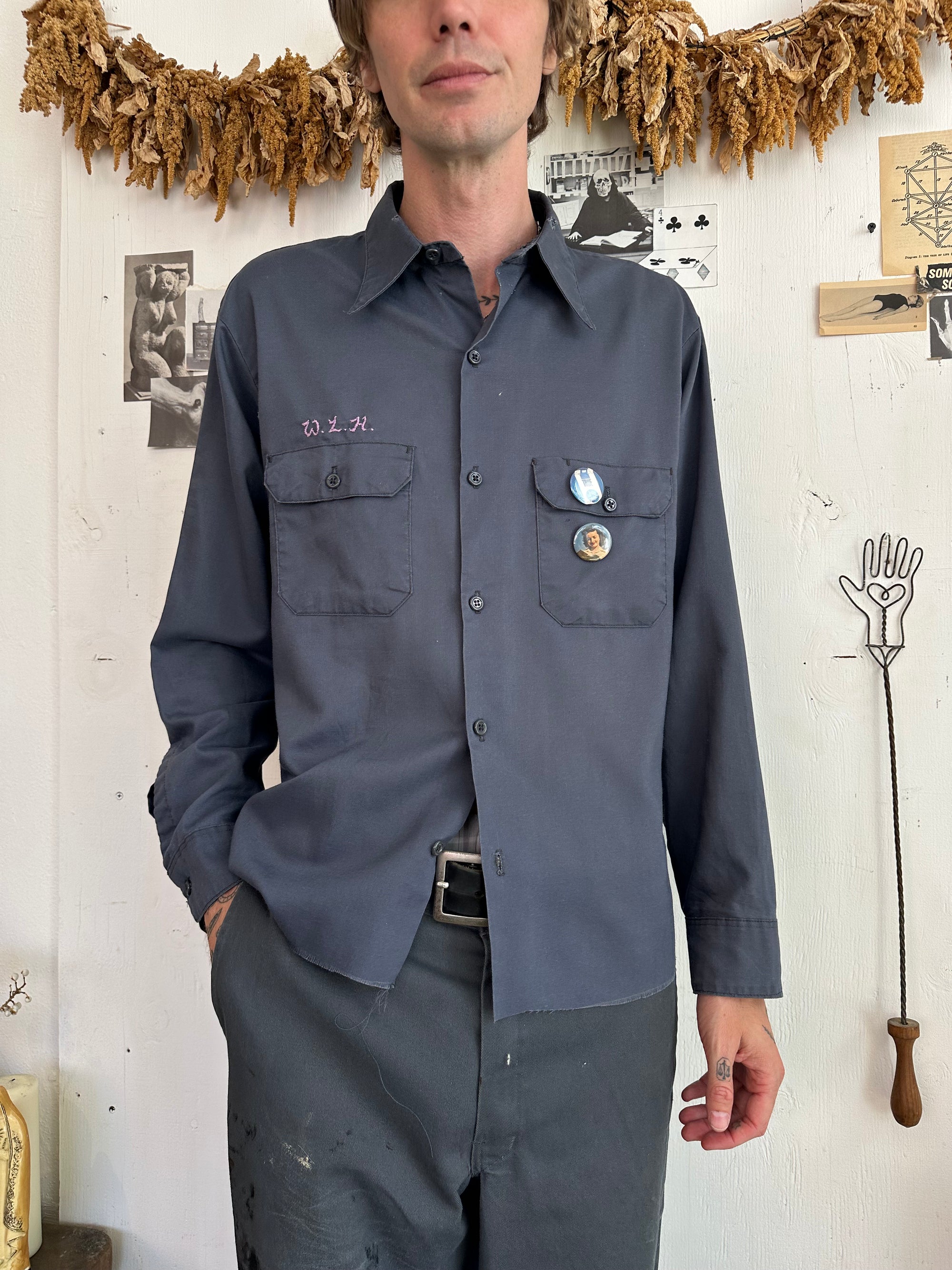 1970s Slate Blue Sears Work Shirt