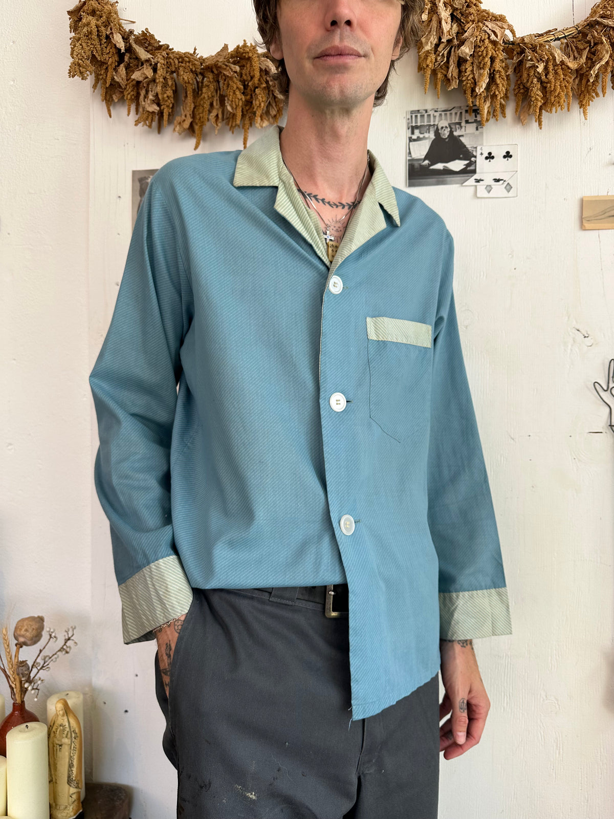 1960s Washed Cotton Pajama Shirt