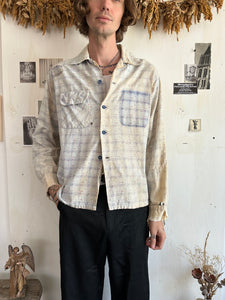 1960s Thrashed and Repaired Faded Plaid Top (L)