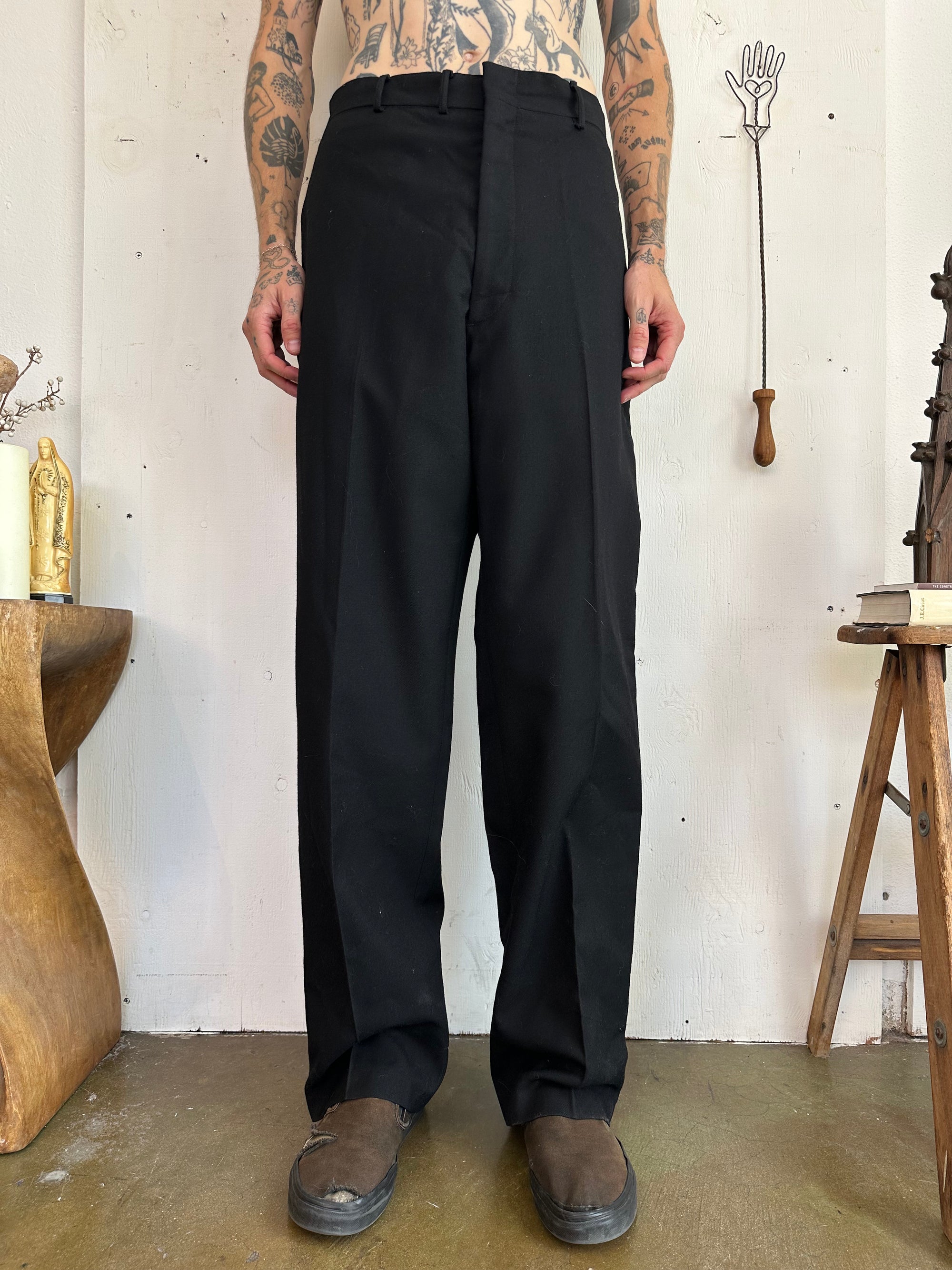 1960s Baggy Fit Black Trousers