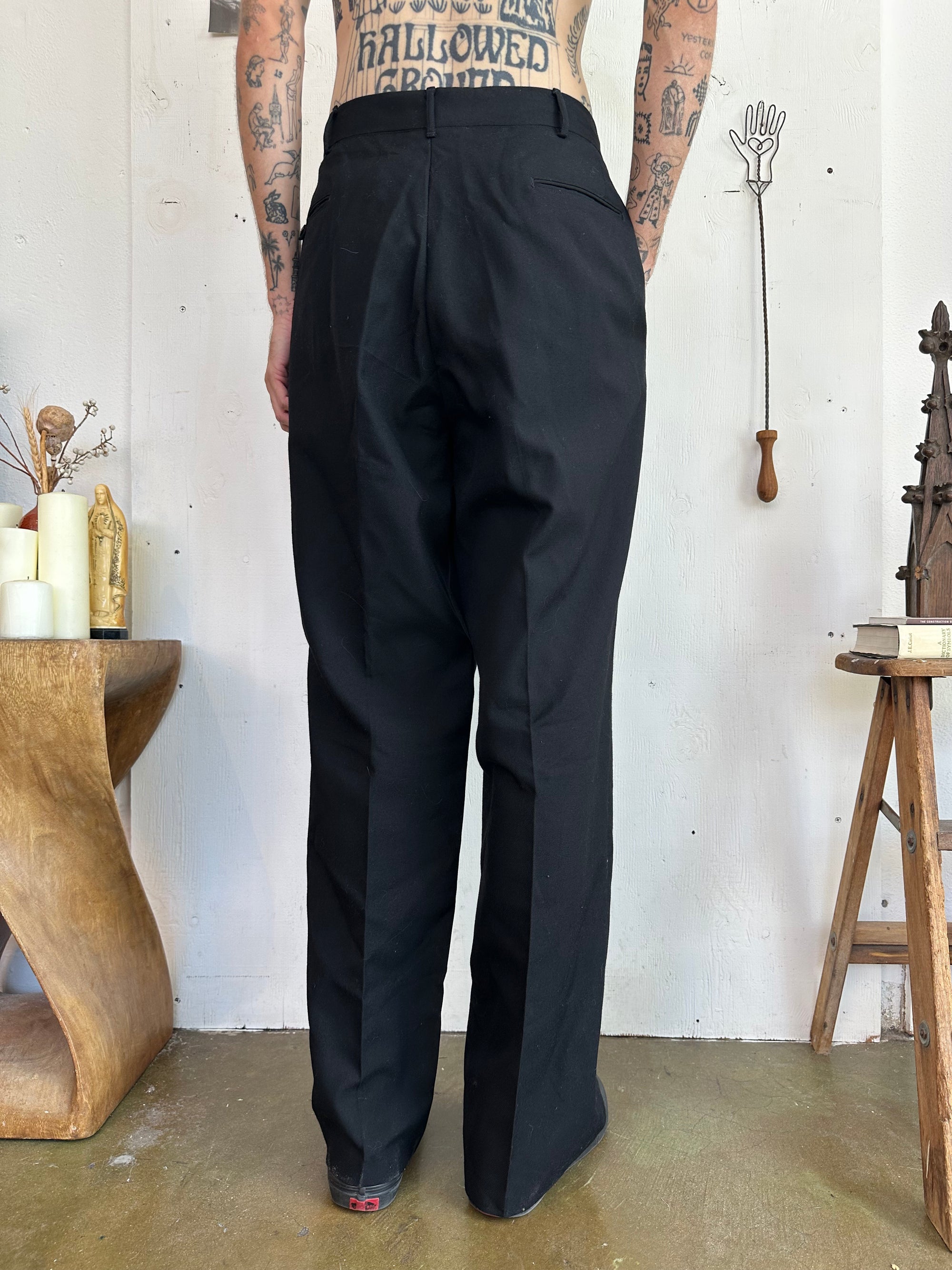 1960s Baggy Fit Black Trousers