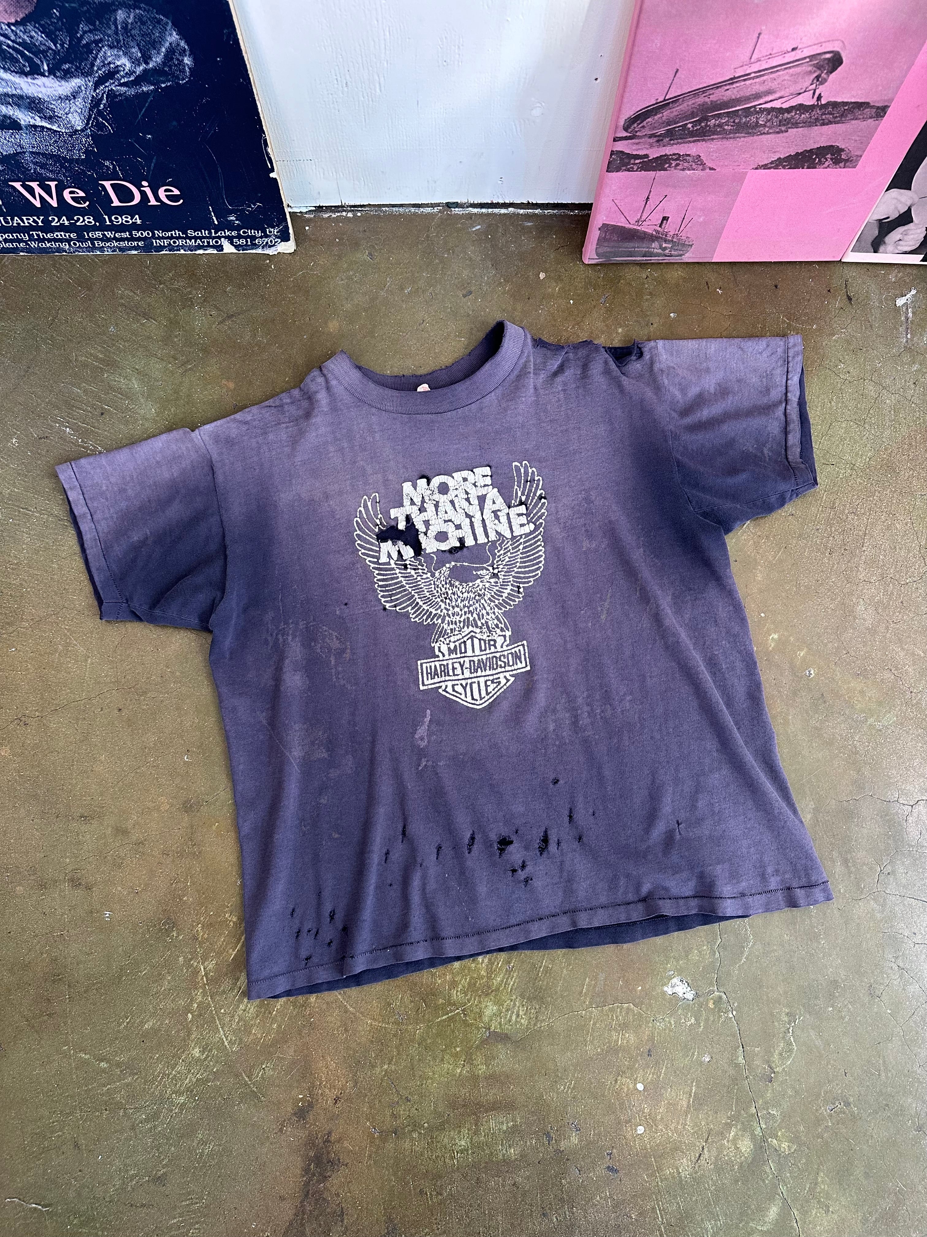 1980s Thrashed Sunfaded Harley Tee (Boxy XL)