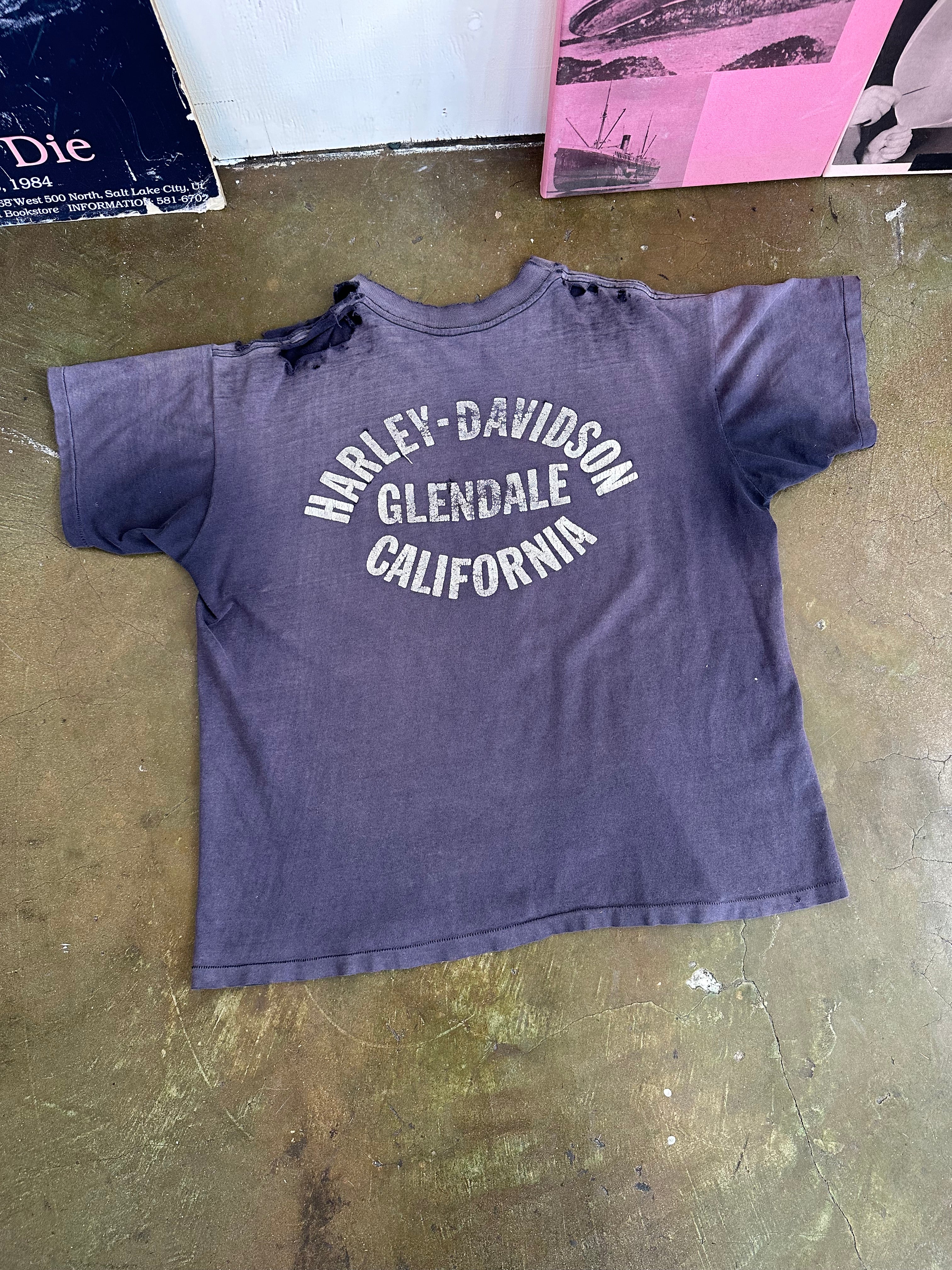 1980s Thrashed Sunfaded Harley Tee (Boxy XL)